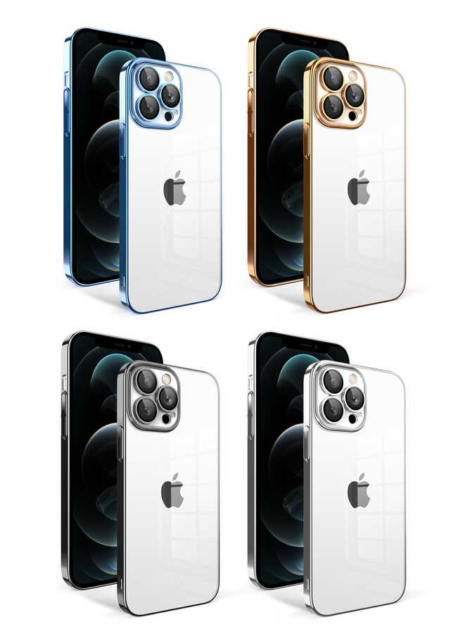 Apple iPhone 12 Pro Max Kılıf Kamera Korumalı Renkli Çerçeveli Zore Garaj Kapak