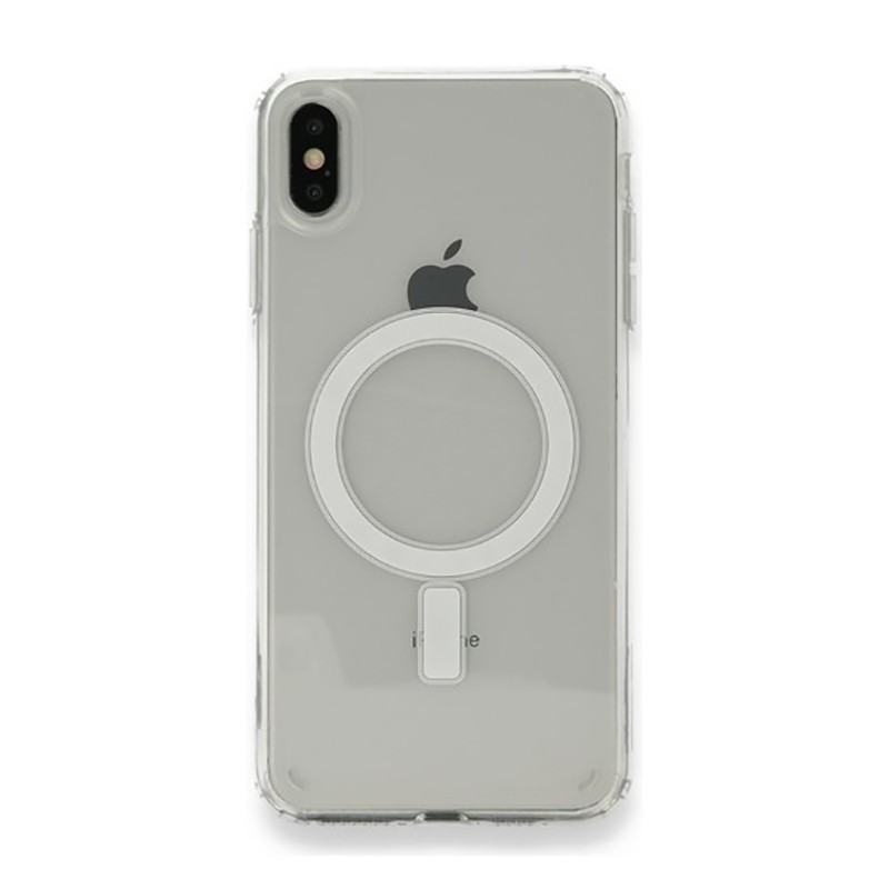 Apple iPhone X Kılıf M-safe Şarj Özellikli Şeffaf Sert PC Zore Embos Kapak