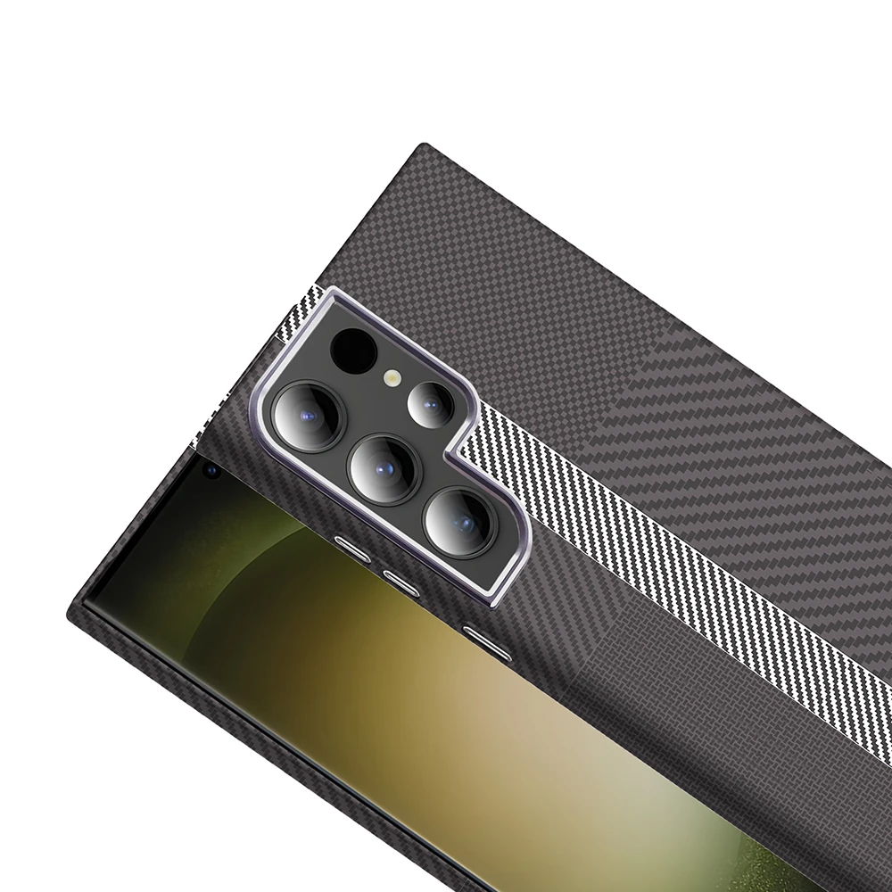 Galaxy S24 Ultra Kılıf M-safe Şarj Özellikli Karbon Fiber Görünümlü Zore Gros Kapak