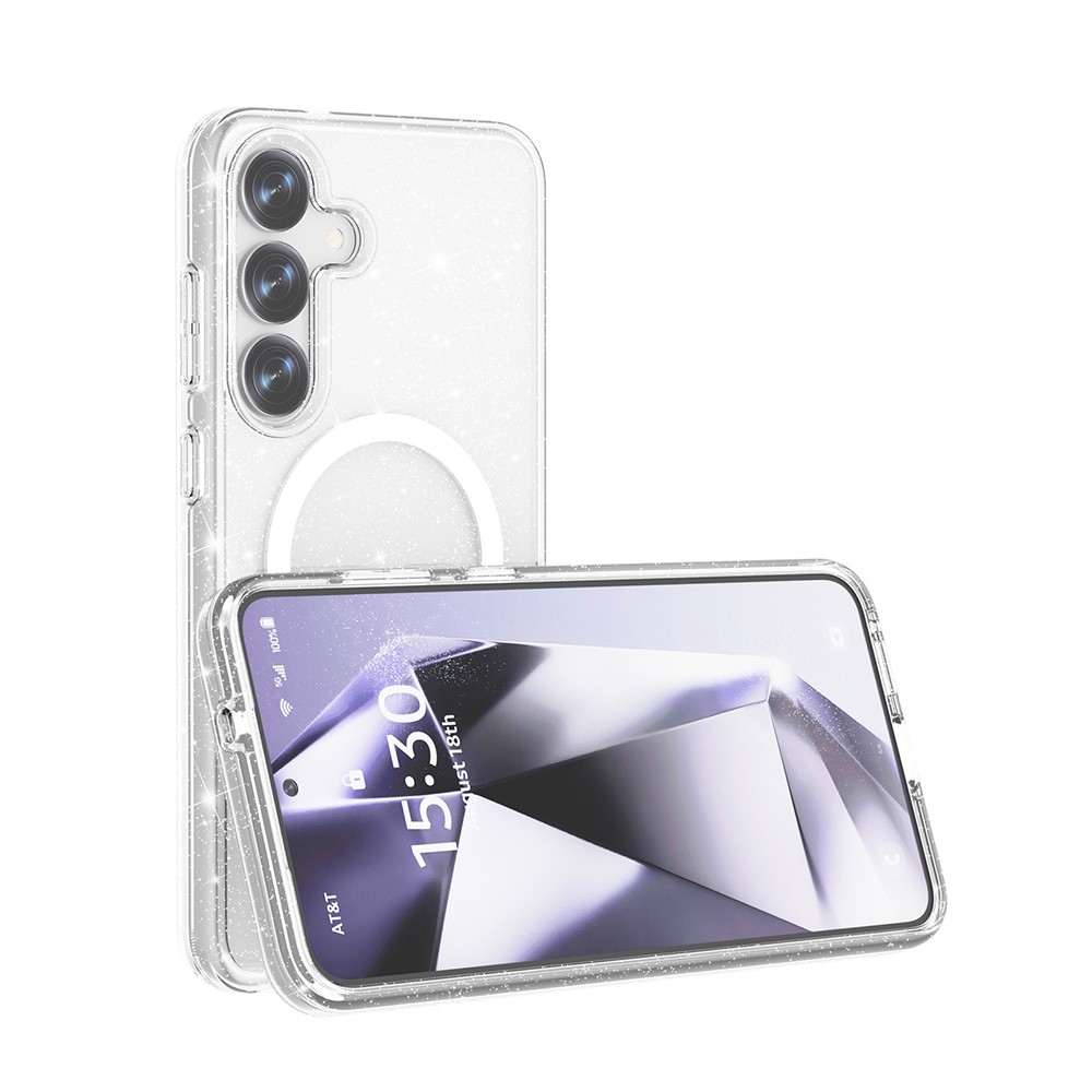 Galaxy S25 Plus Kılıf M-safe Şarj Özellikli Parlayan Simli Saydam Renkli Zore Allstar Kapak