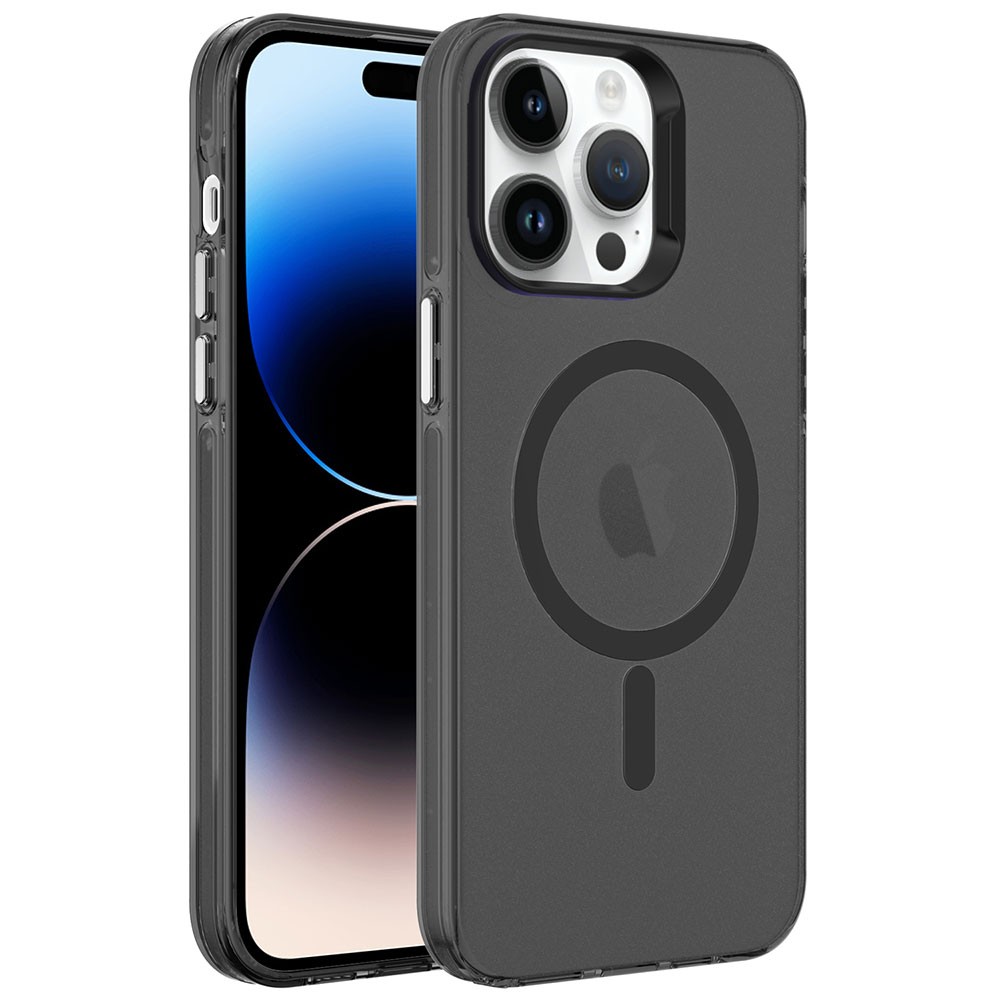 Apple iPhone 14 Pro Max Kılıf Zore M-safe Şarj Özellikli Buzlu Transparan C-Pro Sert Kapak