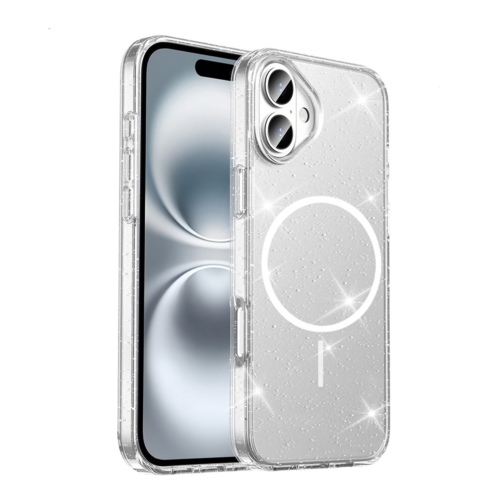 ​Apple iPhone 16 Kılıf M-safe Şarj Özellikli Parlayan Simli Saydam Renkli Zore Maris Kapak