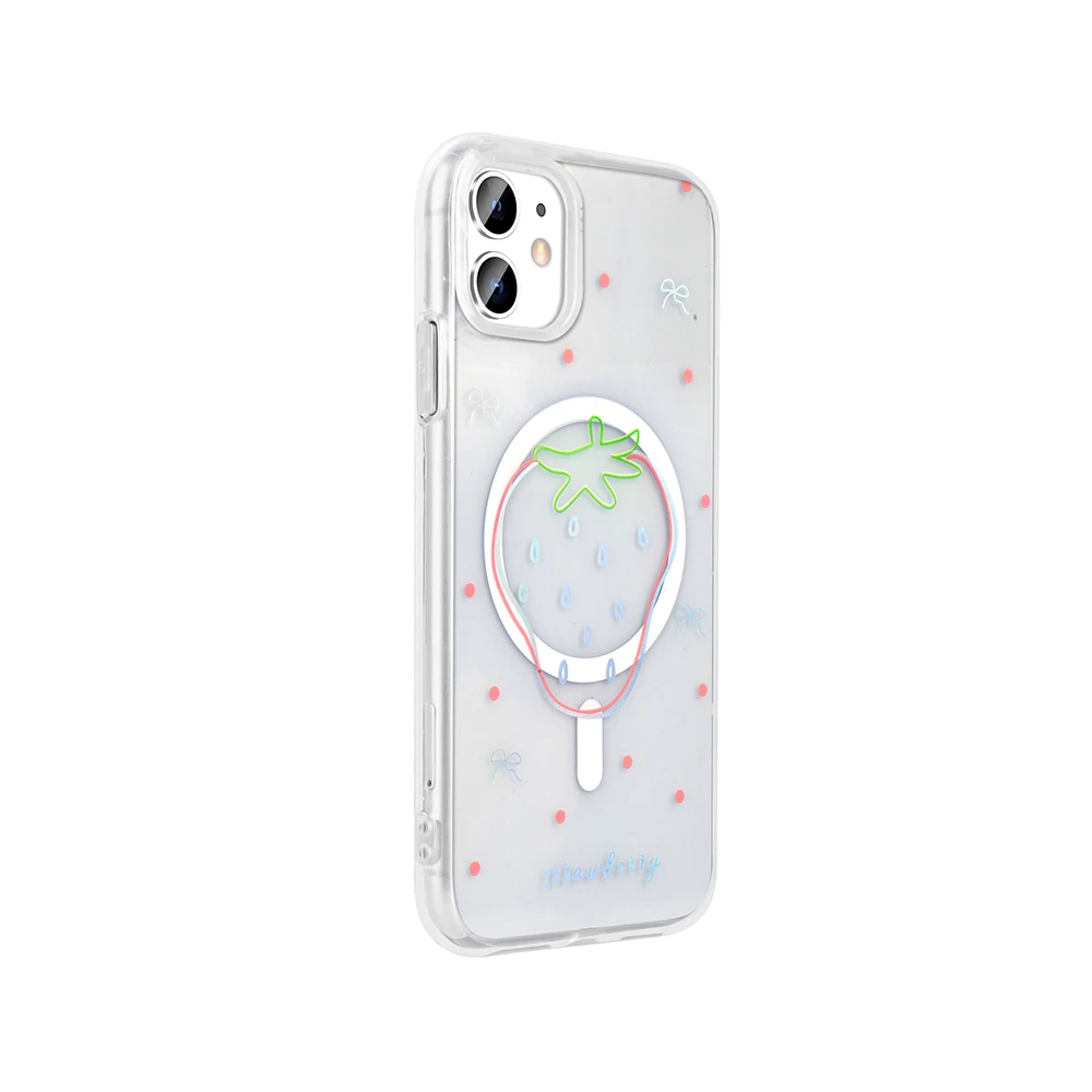 Apple iPhone 11 Kılıf M-Safe Şarj Özellikli Şeffaf Zore Folk Sert Kapak