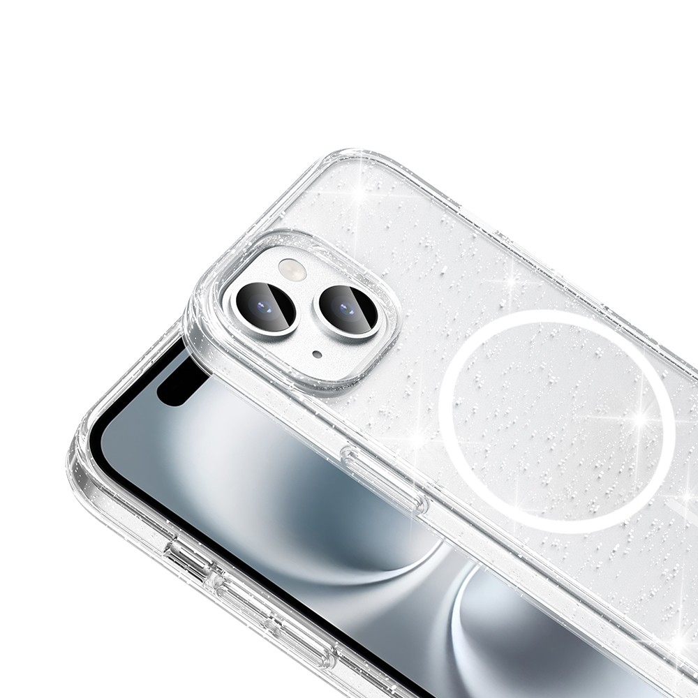 Apple iPhone 15 Kılıf M-safe Şarj Özellikli Parlayan Simli Saydam Renkli Zore Maris Kapak