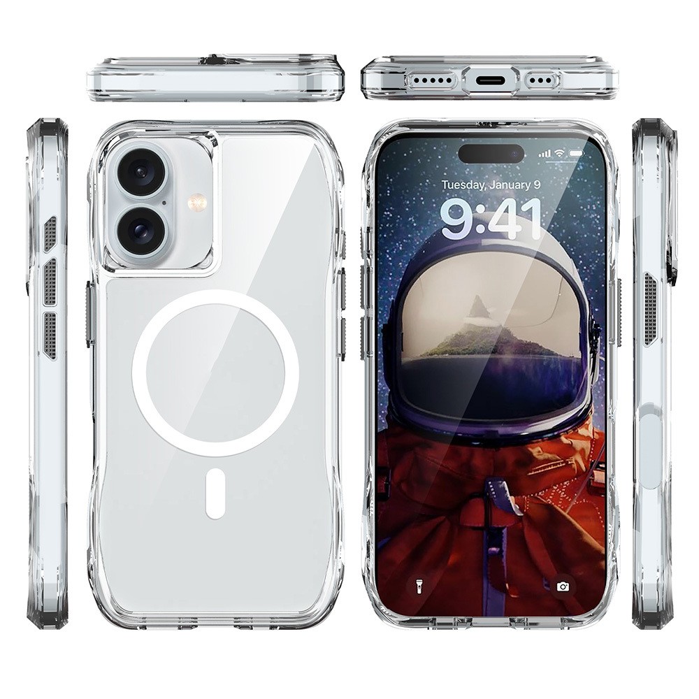 Apple iPhone 16 Kılıf M-safe Şarj Özellikli Airbagli Şeffaf Zore İncek Kapak