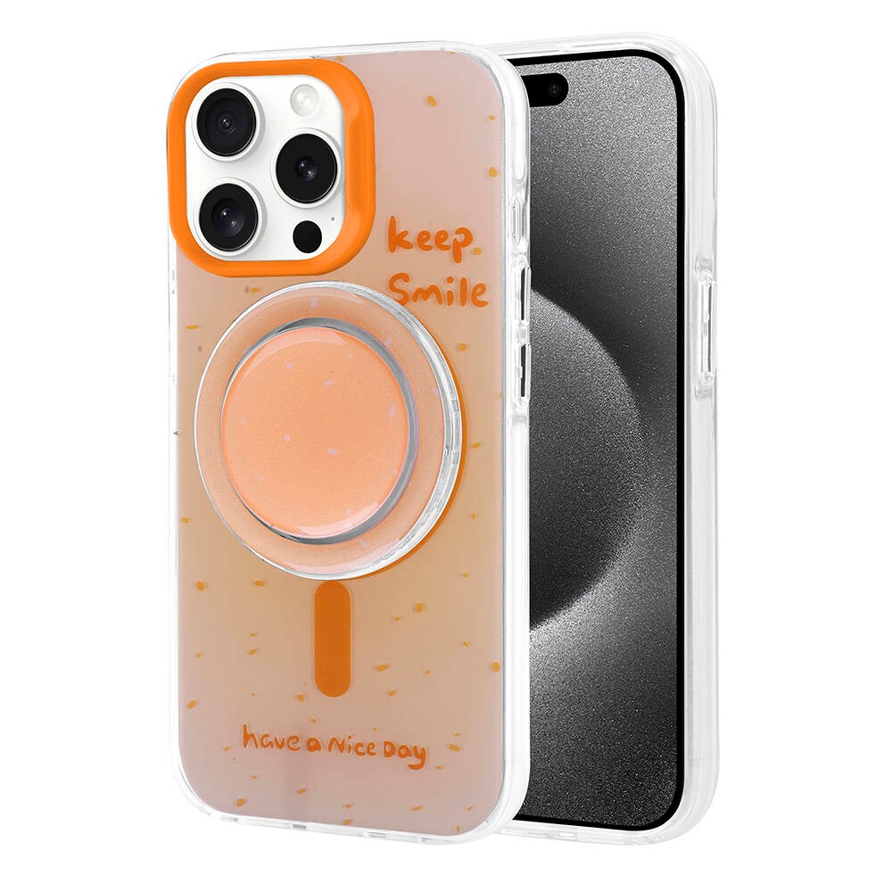 Apple iPhone 15 Pro Max Kılıf M-safe Şarj Özellikli Tak-Çıkar Pop Soketli Zore Tiktok Kapak