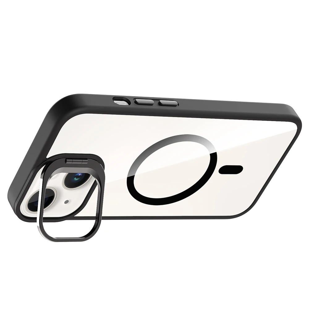 Apple iPhone 13 Kılıf Standlı ve Kamera Lens Hediyeli M-Safe Şarj Özellikli Zore Etro Kapak