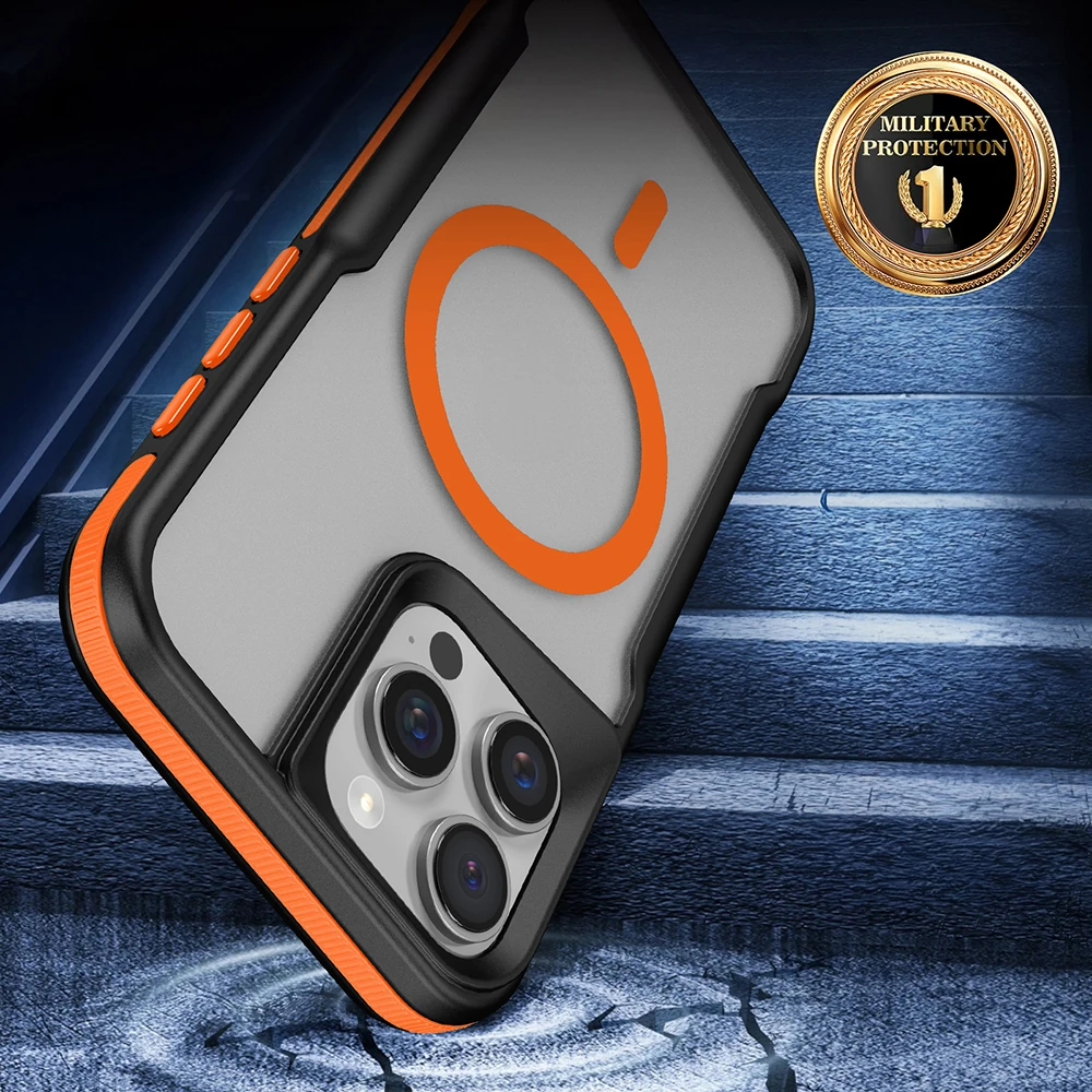 Apple iPhone 16 Pro Max Kılıf M-safe Şarj Özellikli Renkli Kenar Airbag Şeritli Zore Lamer Kapak