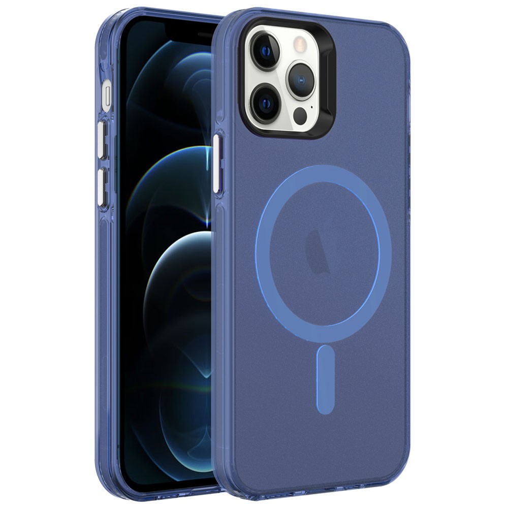 Apple iPhone 12 Pro Max Kılıf Zore M-safe Şarj Özellikli Buzlu Transparan C-Pro Sert Kapak