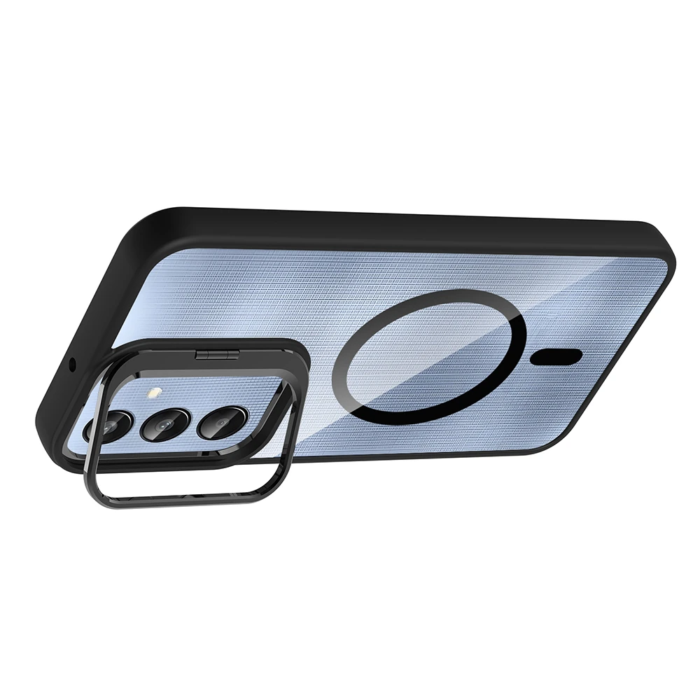 Galaxy A26 Kılıf Standlı ve Kamera Lens Hediyeli M-Safe Şarj Özellikli Zore Etro Kapak