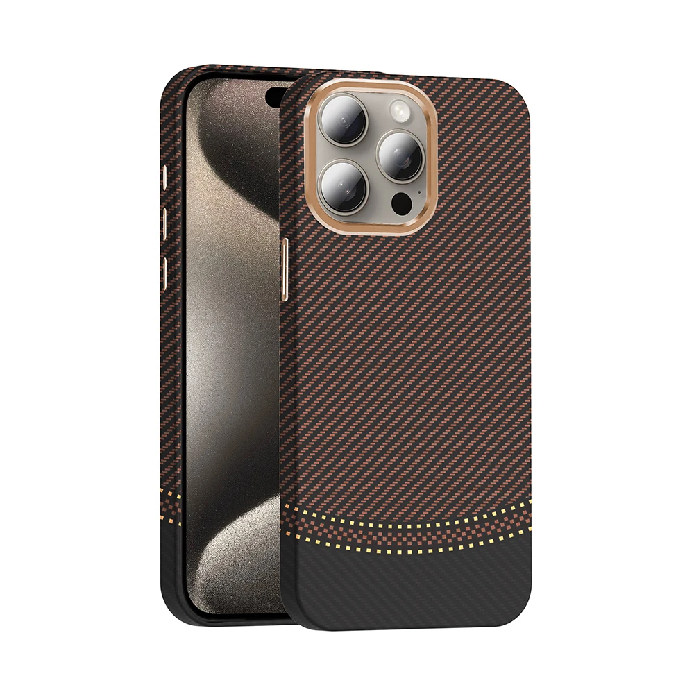 Apple iPhone 15 Pro Max Kılıf M-safe Şarj Özellikli Karbon Fiber Görünümlü Zore Gros Kapak