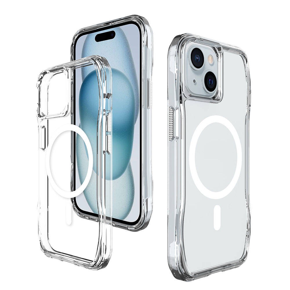 Apple iPhone 15 Kılıf M-safe Şarj Özellikli Airbagli Şeffaf Zore İncek Kapak