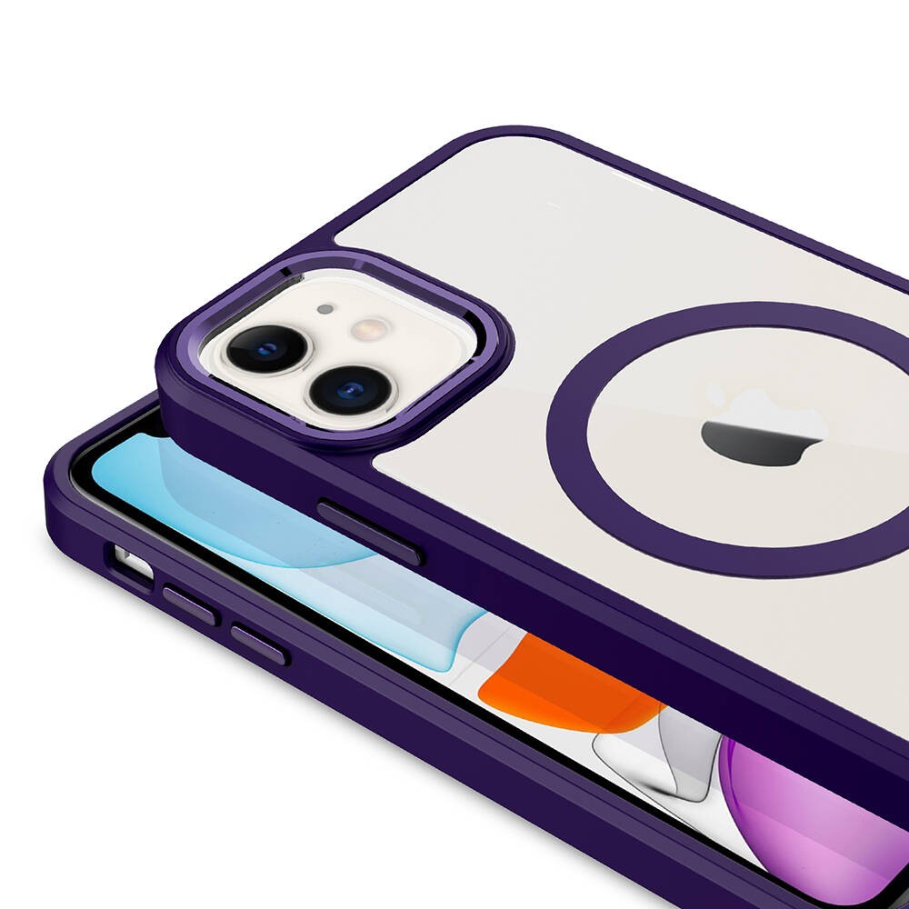 Apple iPhone 11 Kılıf Wireless Şarj Özellikli Zore Krom M-safe Silikon Kapak