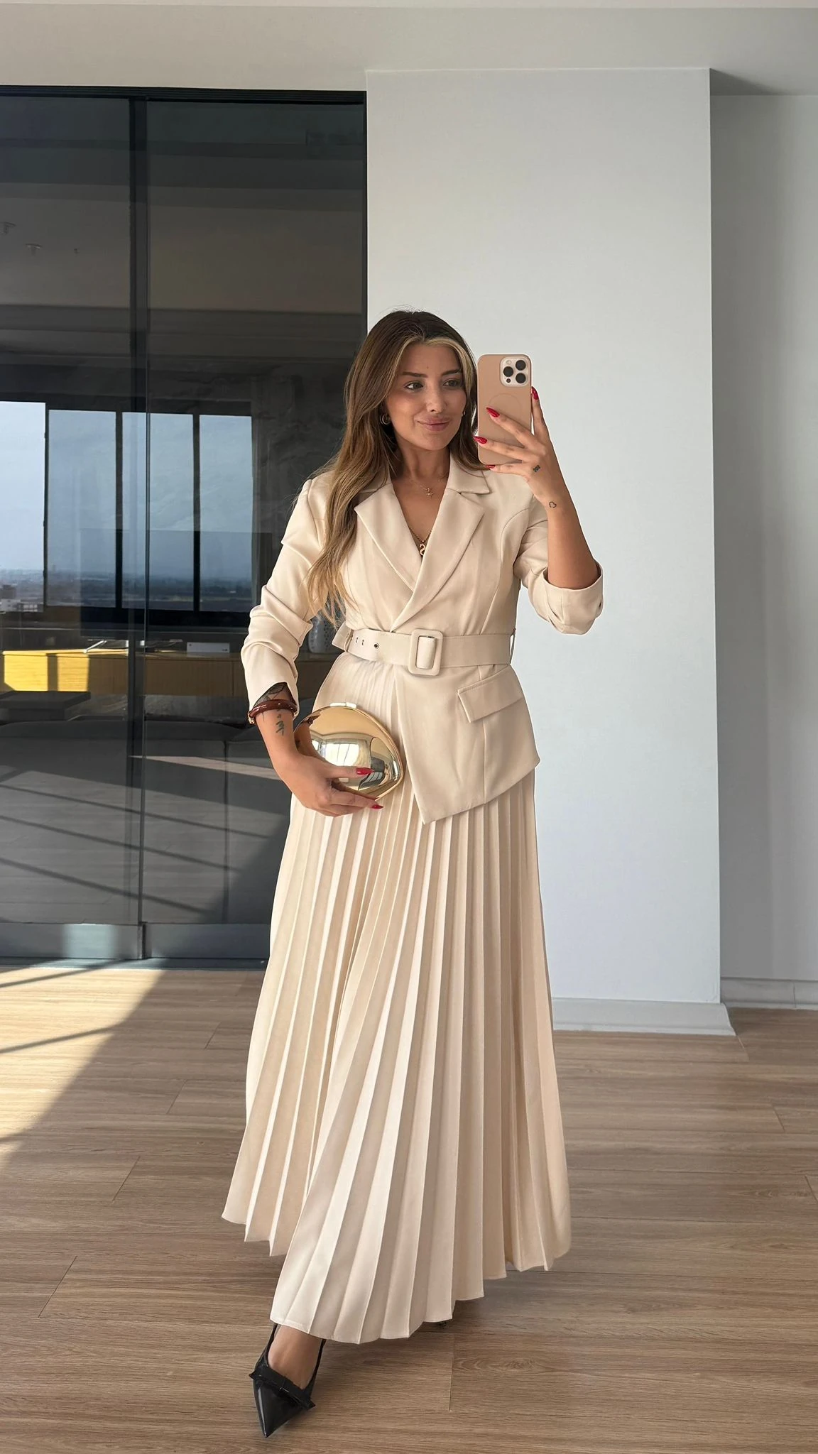 CELİNES BLAZER ELBİSE - KREM