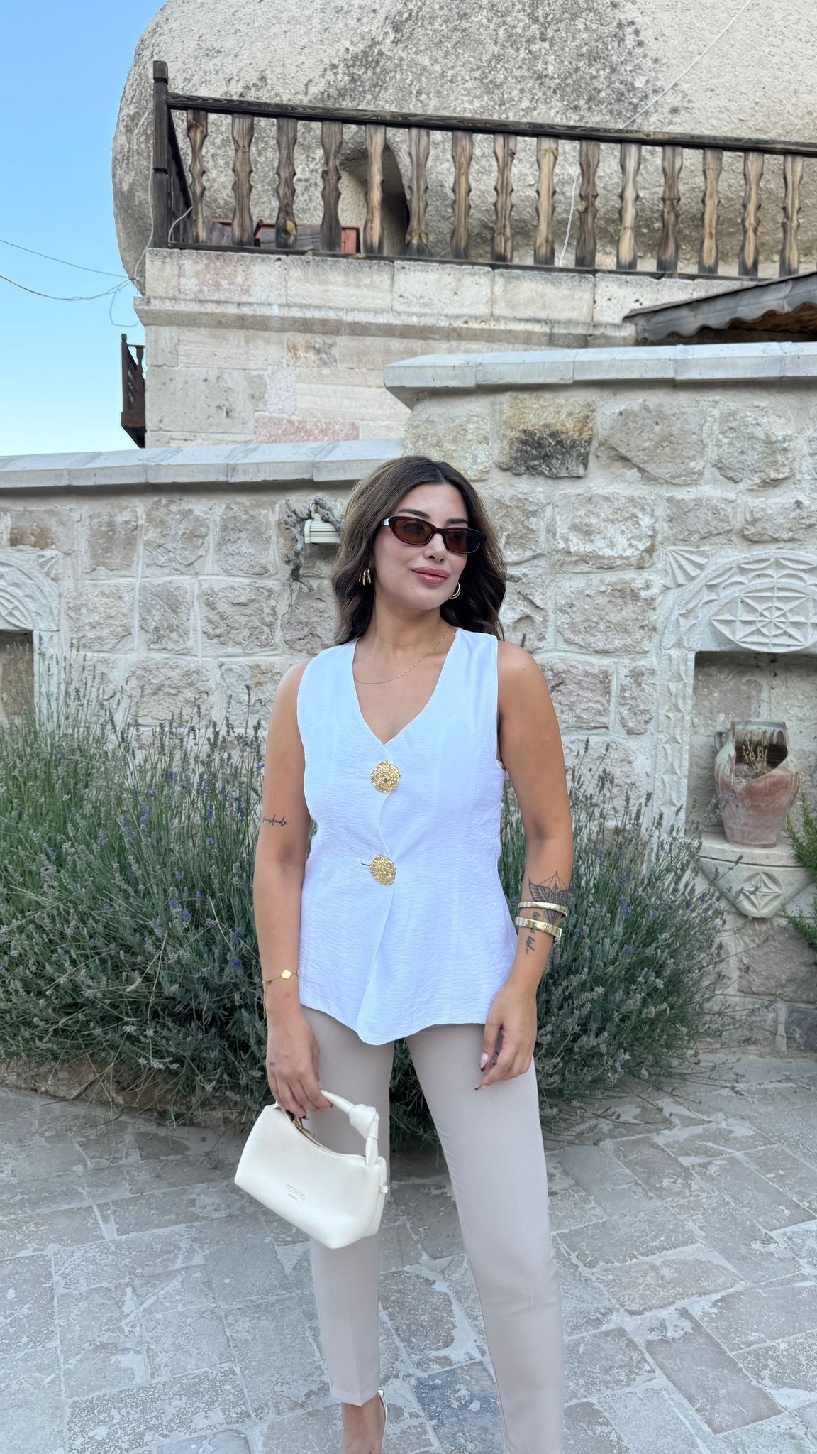 LİLLE GOLD TOKALI YELEK - BEYAZ