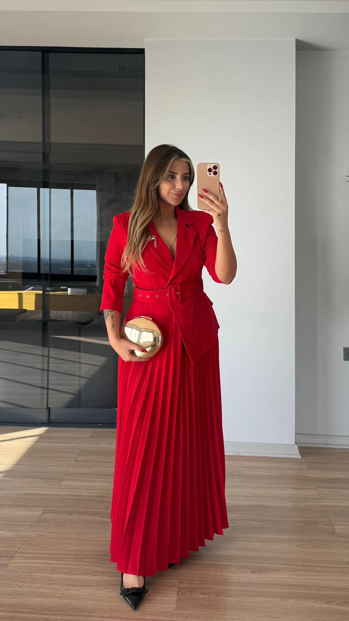 CELİNES BLAZER ELBİSE - KIRMIZI