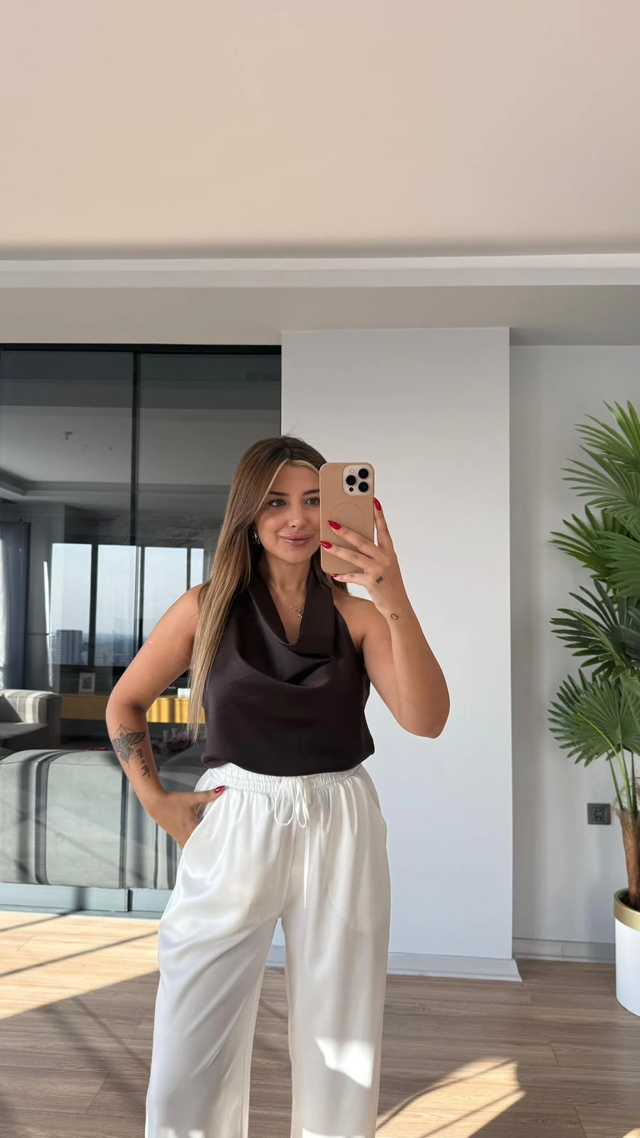 SATEN BLUZ - ACI KAHVE