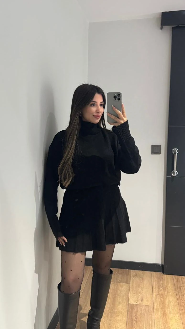 BELLİS ETEKLİ TRİKO TAKIM - SİYAH