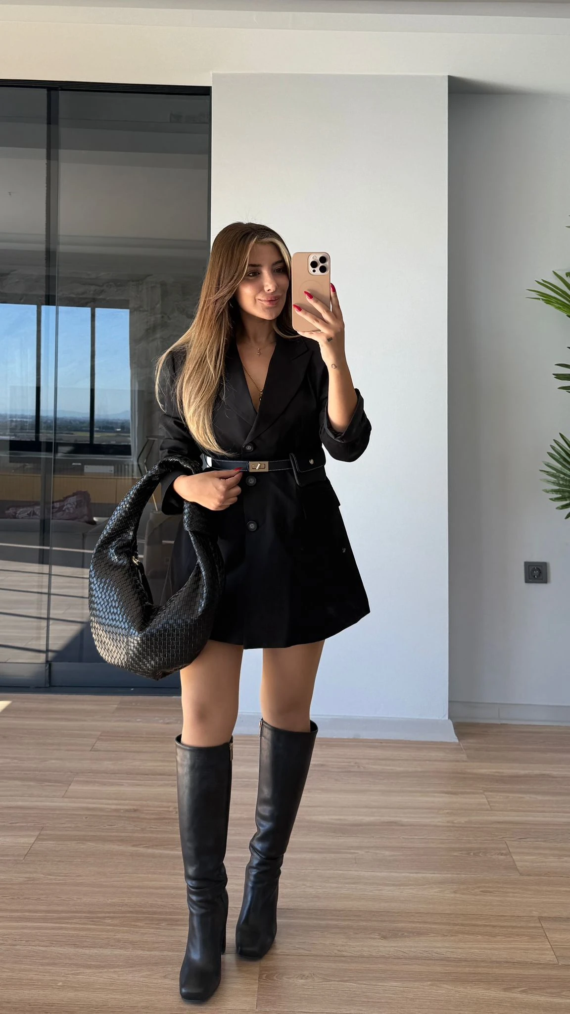 ESTE KEMERLİ BLAZER ELBİSE - SİYAH