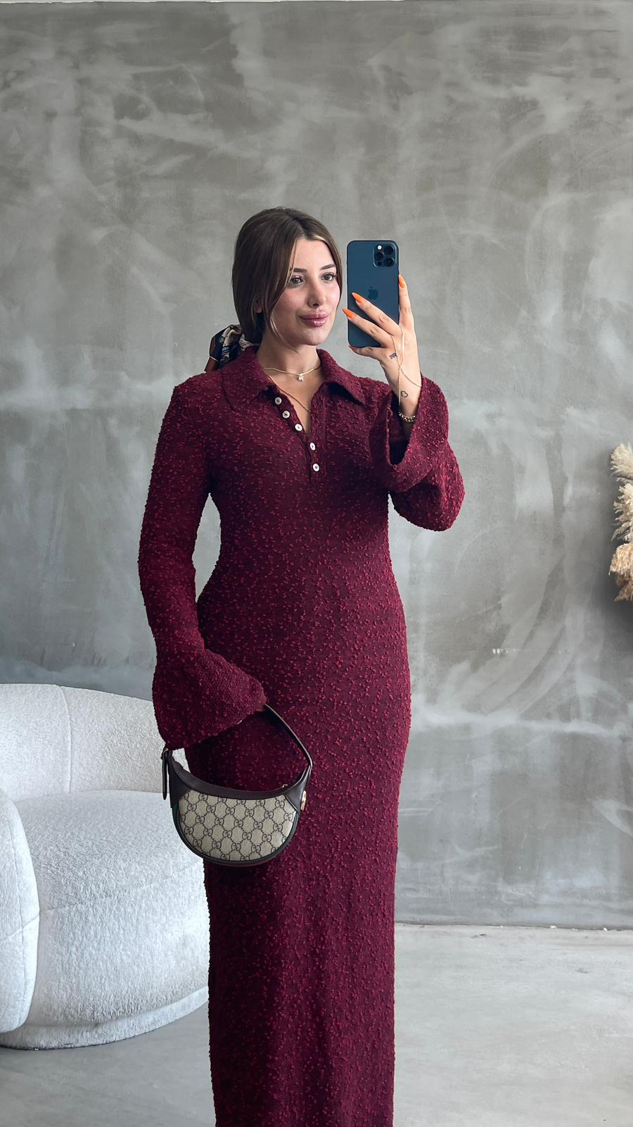 CAREFUL ELBİSE - BORDO