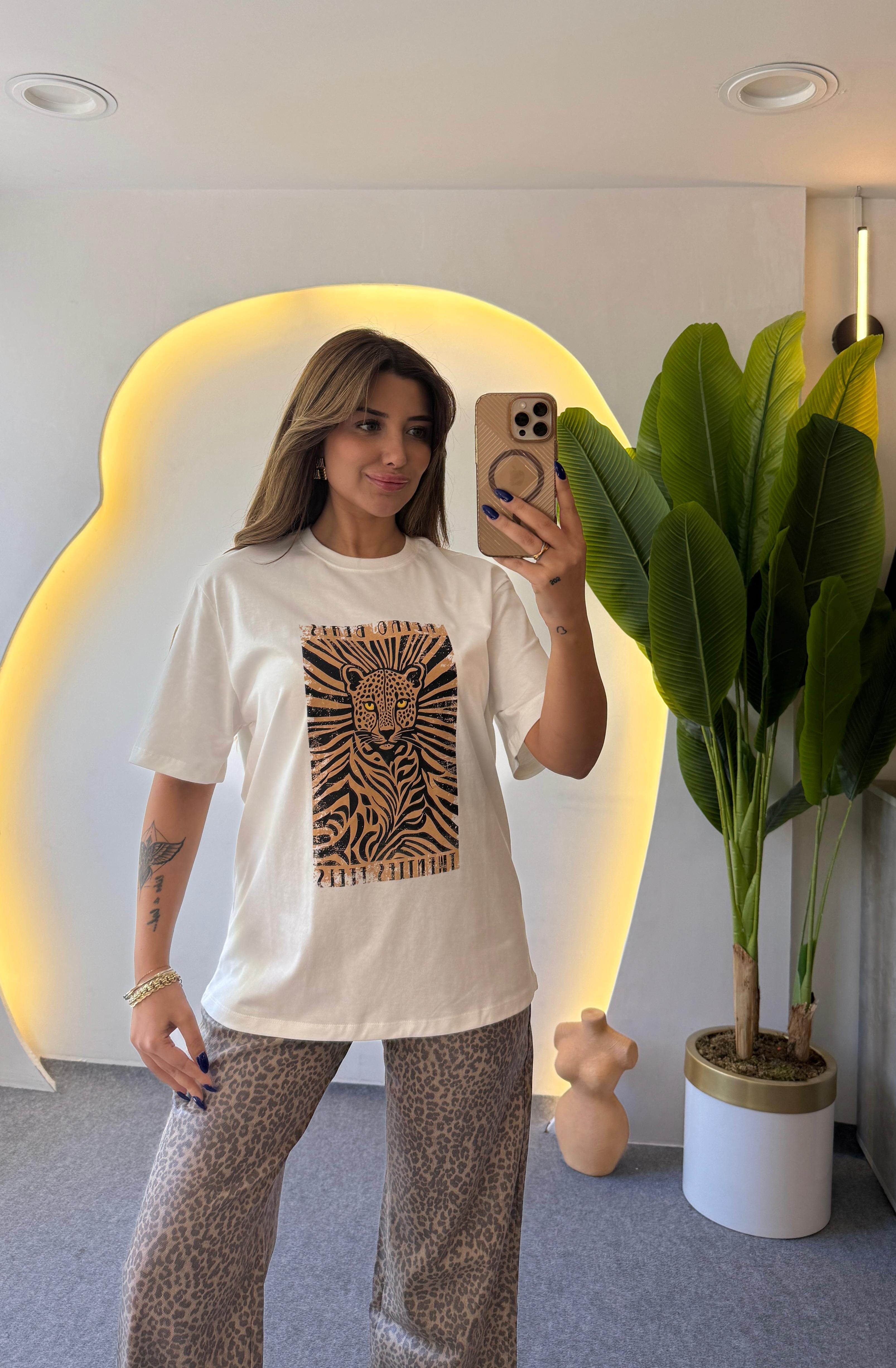 CONNEX LEOPAR BASKILI T-SHIRT