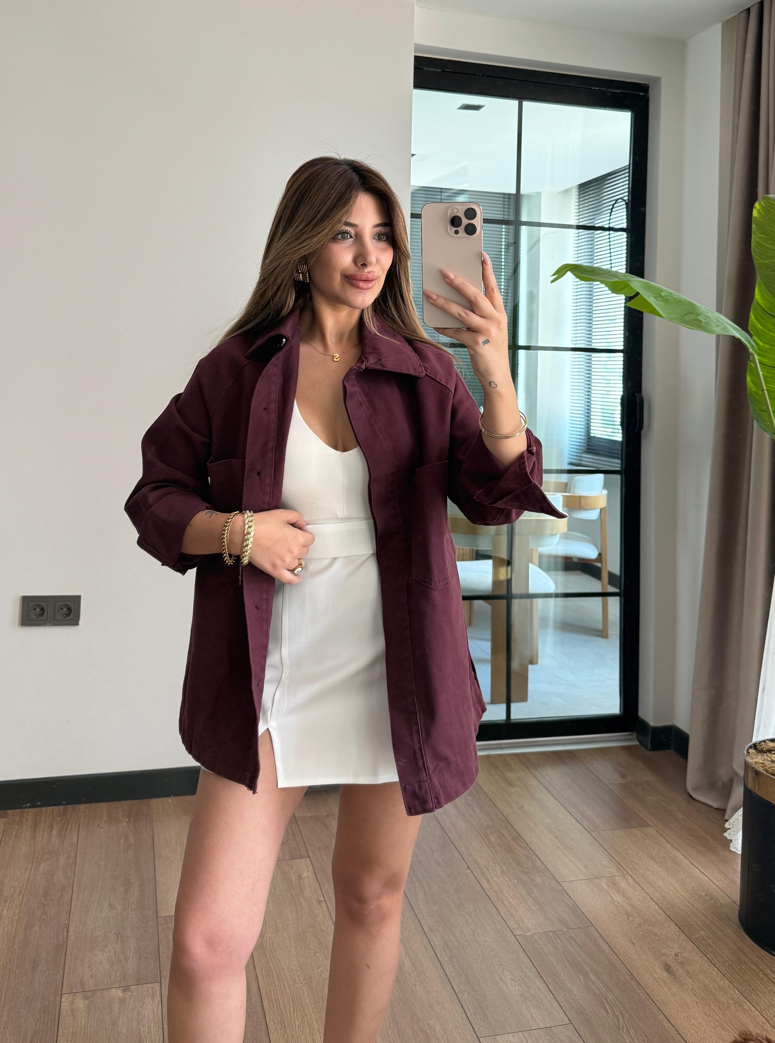 MADEE YIRTMAÇLI GABARDİN GÖMLEK CEKET