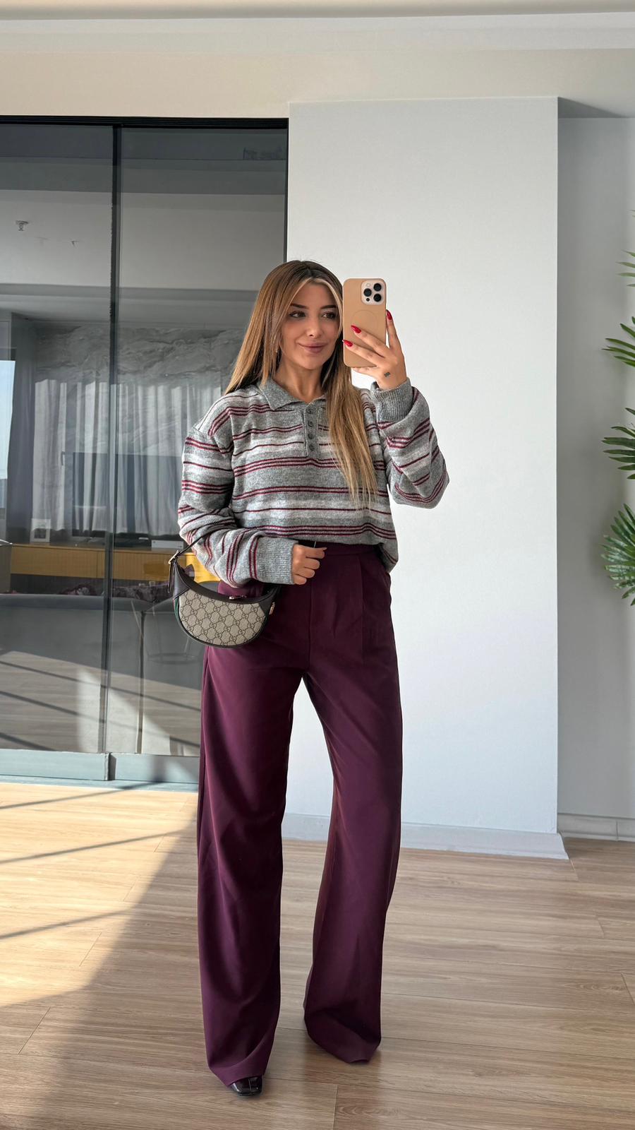 FRES PALAZZO PANTOLON - BORDO