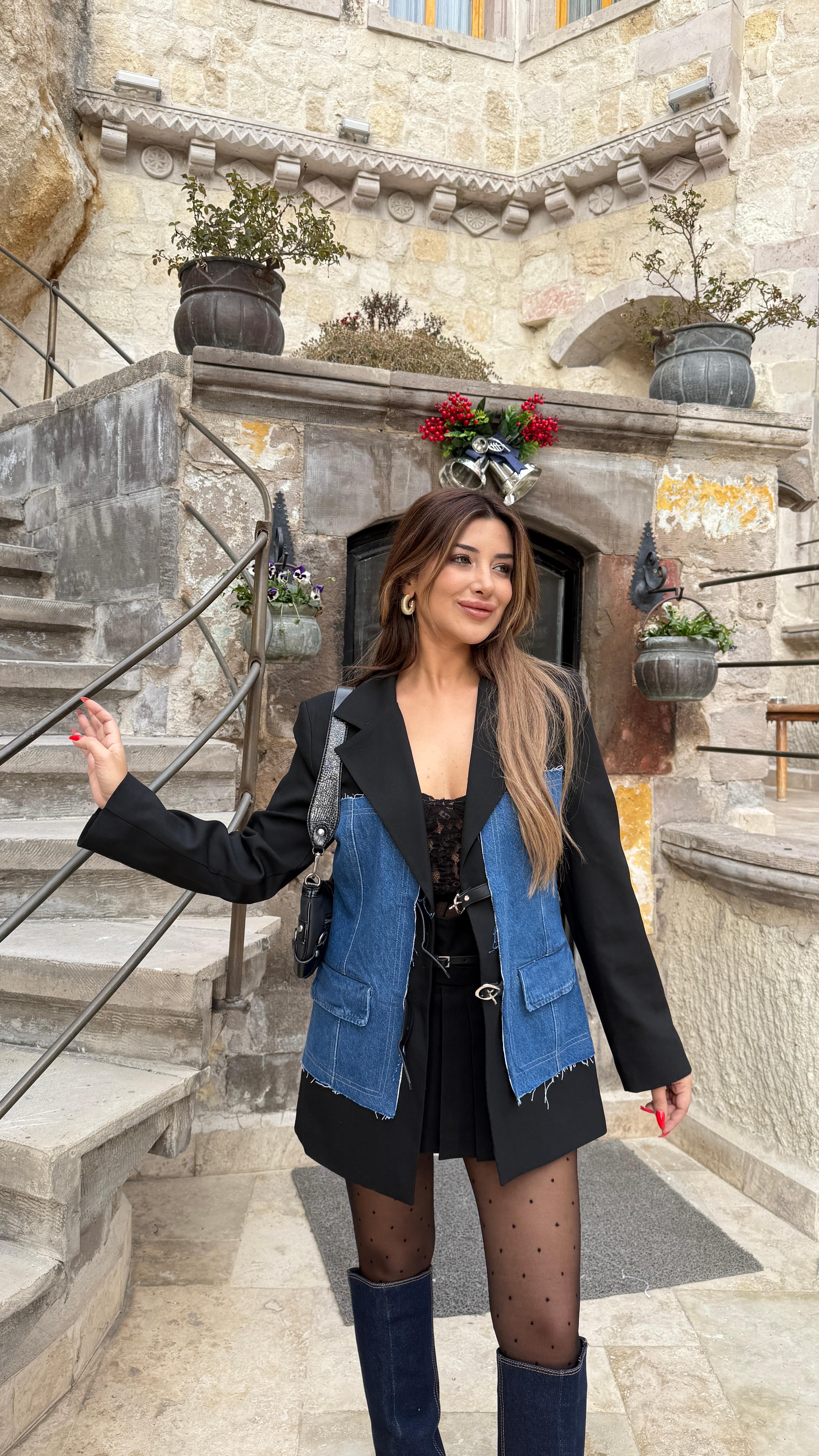 HELLY DENİM DETAYLI BLAZER CEKET