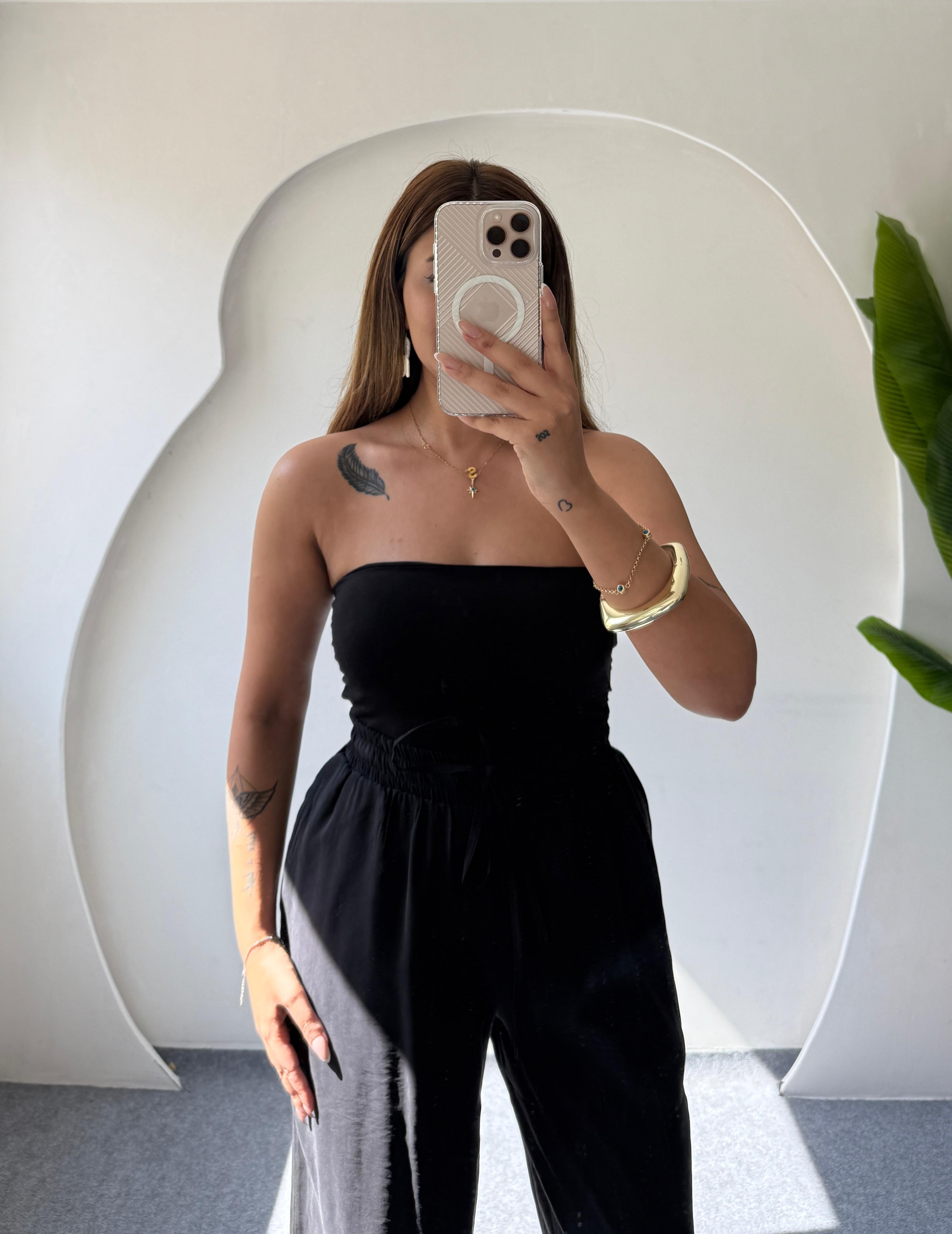 MORFE STRAPLEZ CROP - SİYAH