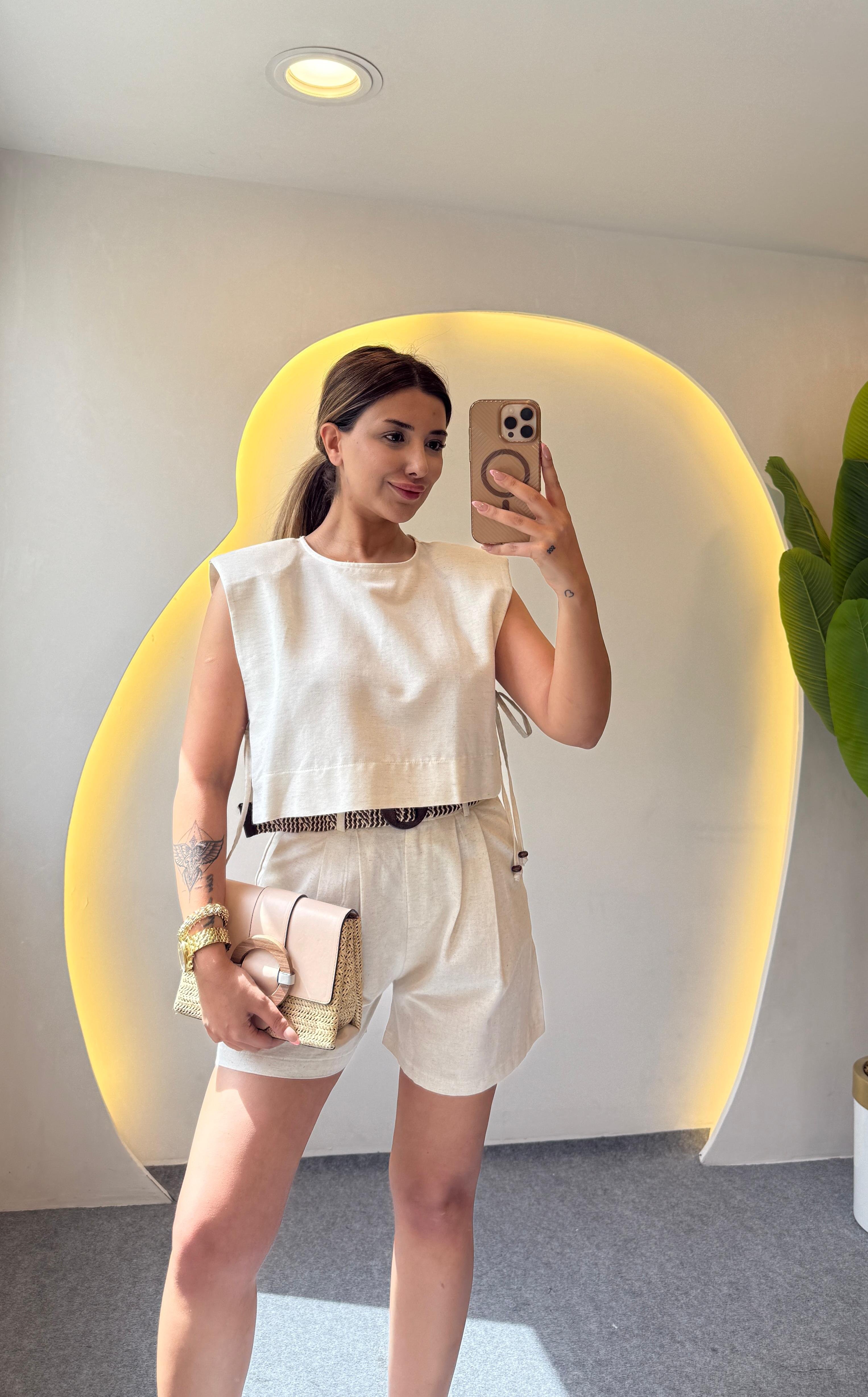 VİVA KEMER DETAYLI TAKIM - KREM