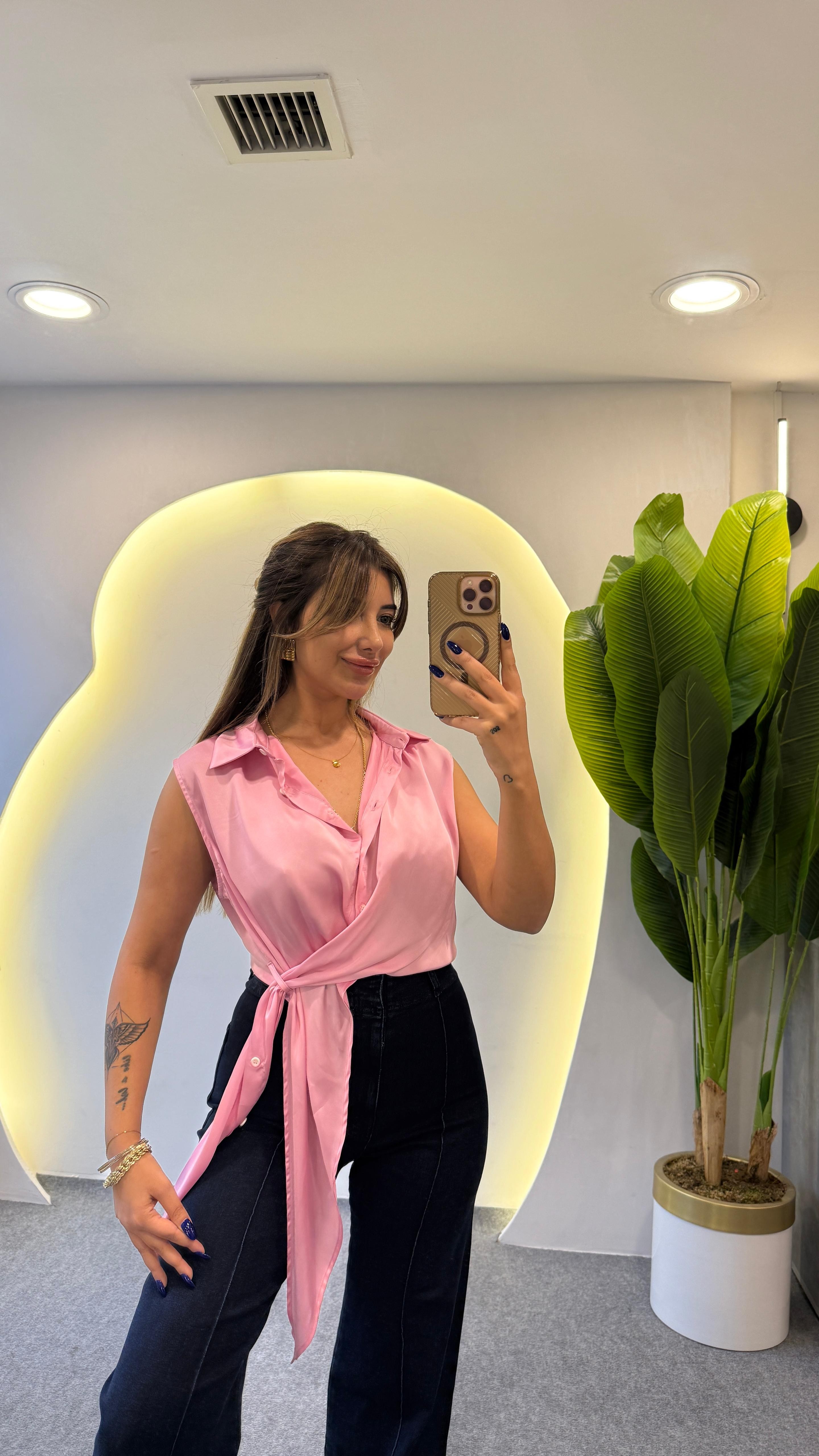JUCKY BAĞLAMALI GÖMLEK - PEMBE