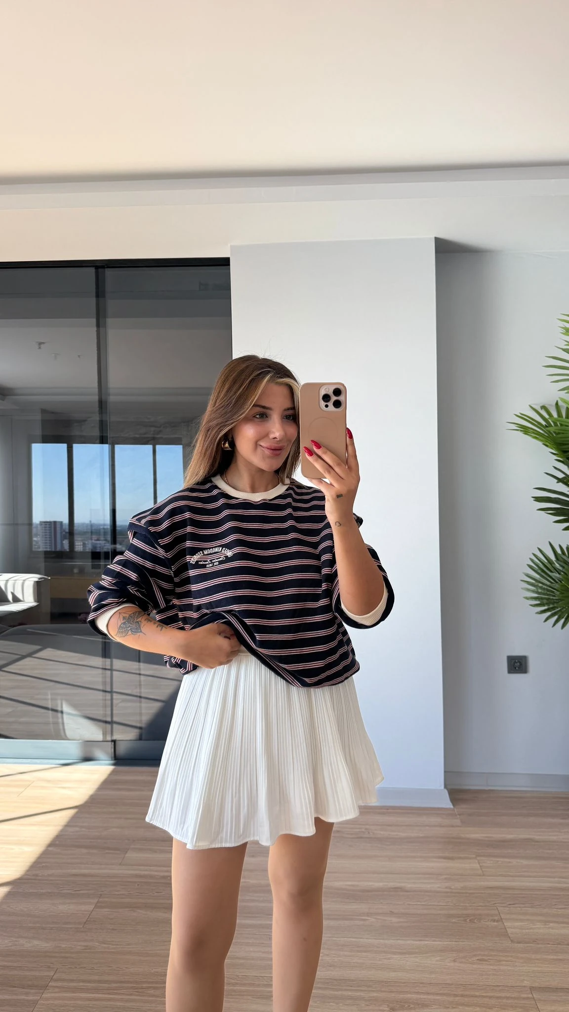 PİLELİ ŞORT ETEK - BEYAZ