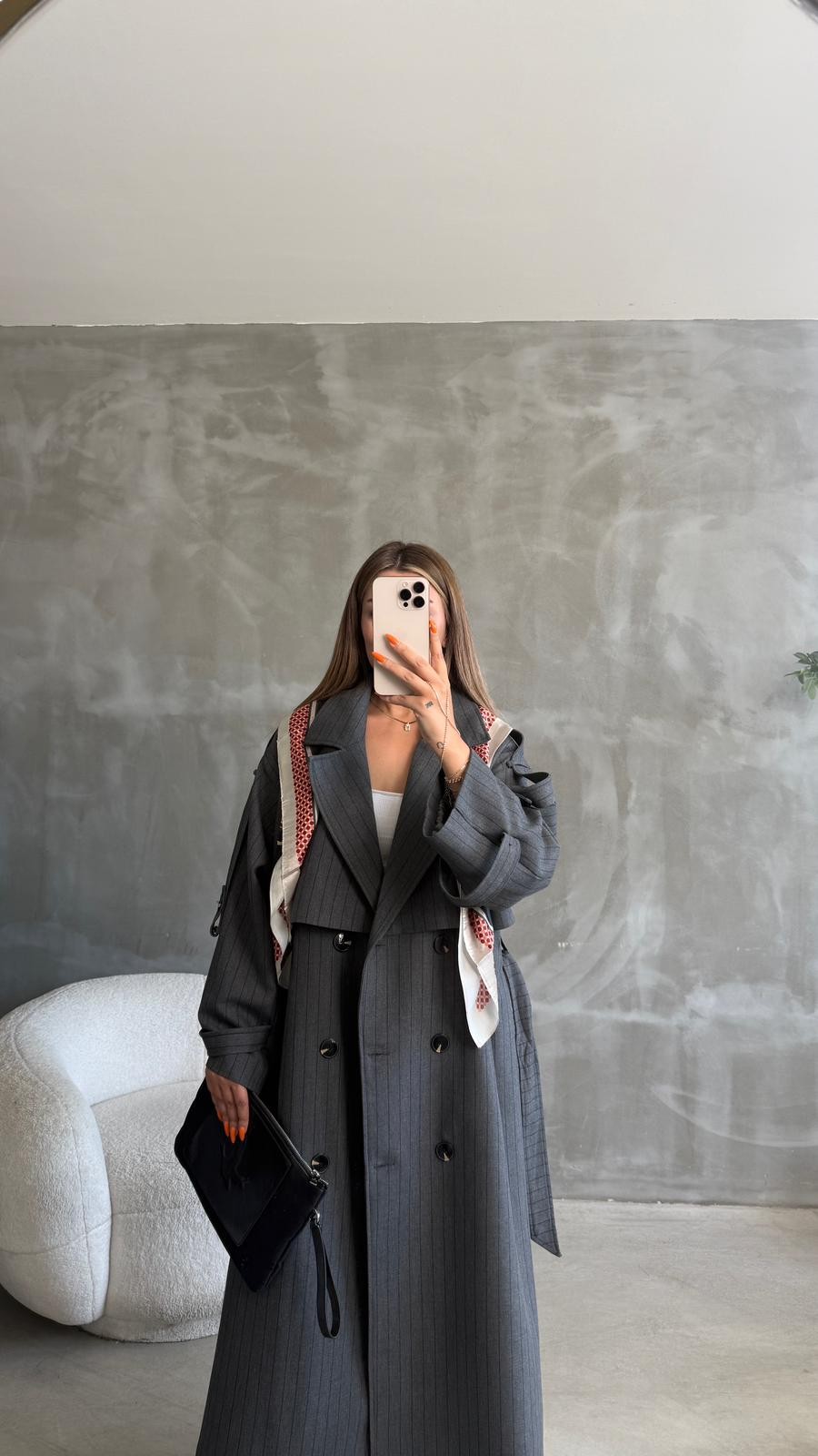 CARLA ÇİZGİ DETAY TRENÇ 