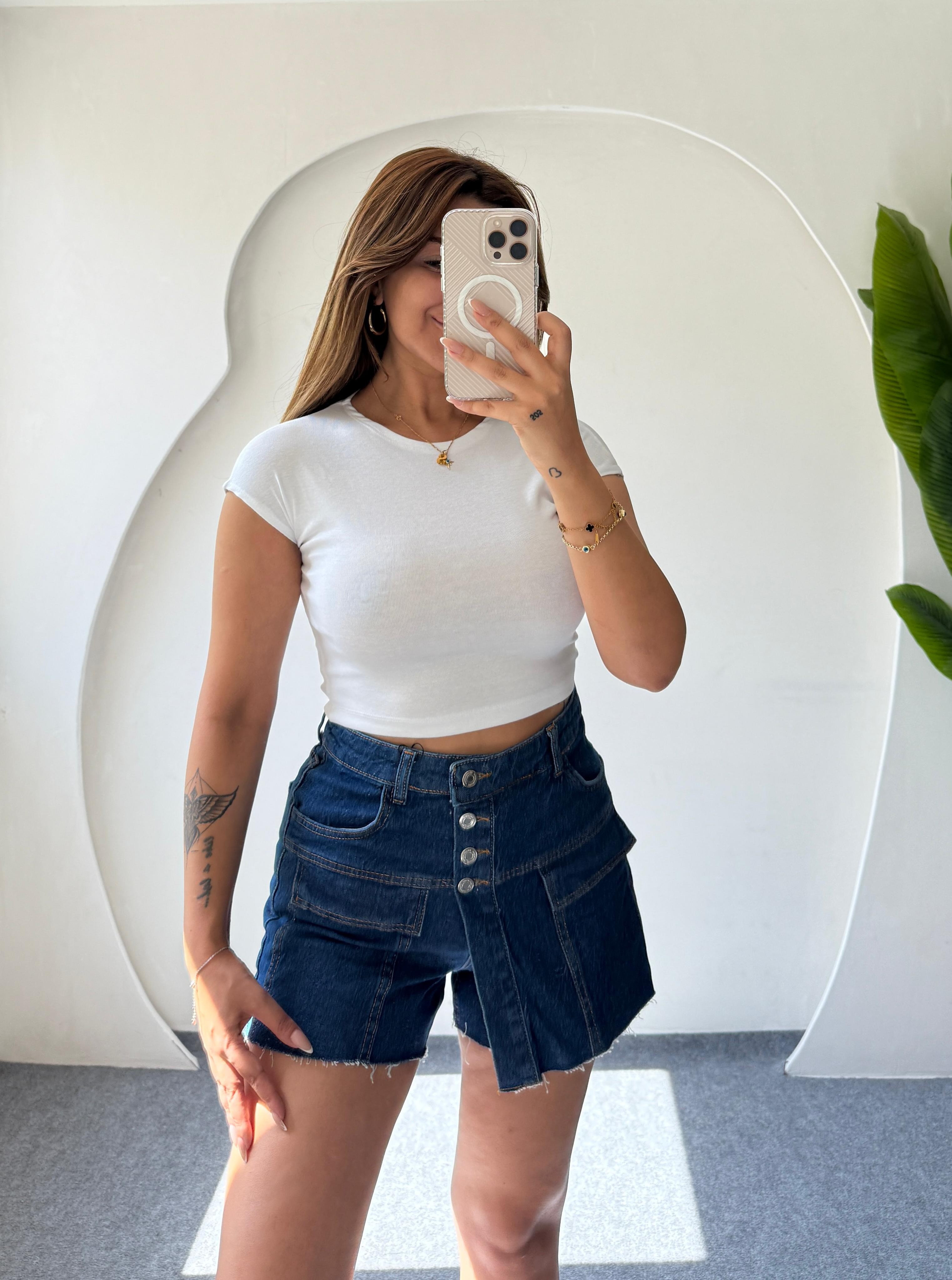 DİLVİN PAMUKLU CROP - BEYAZ
