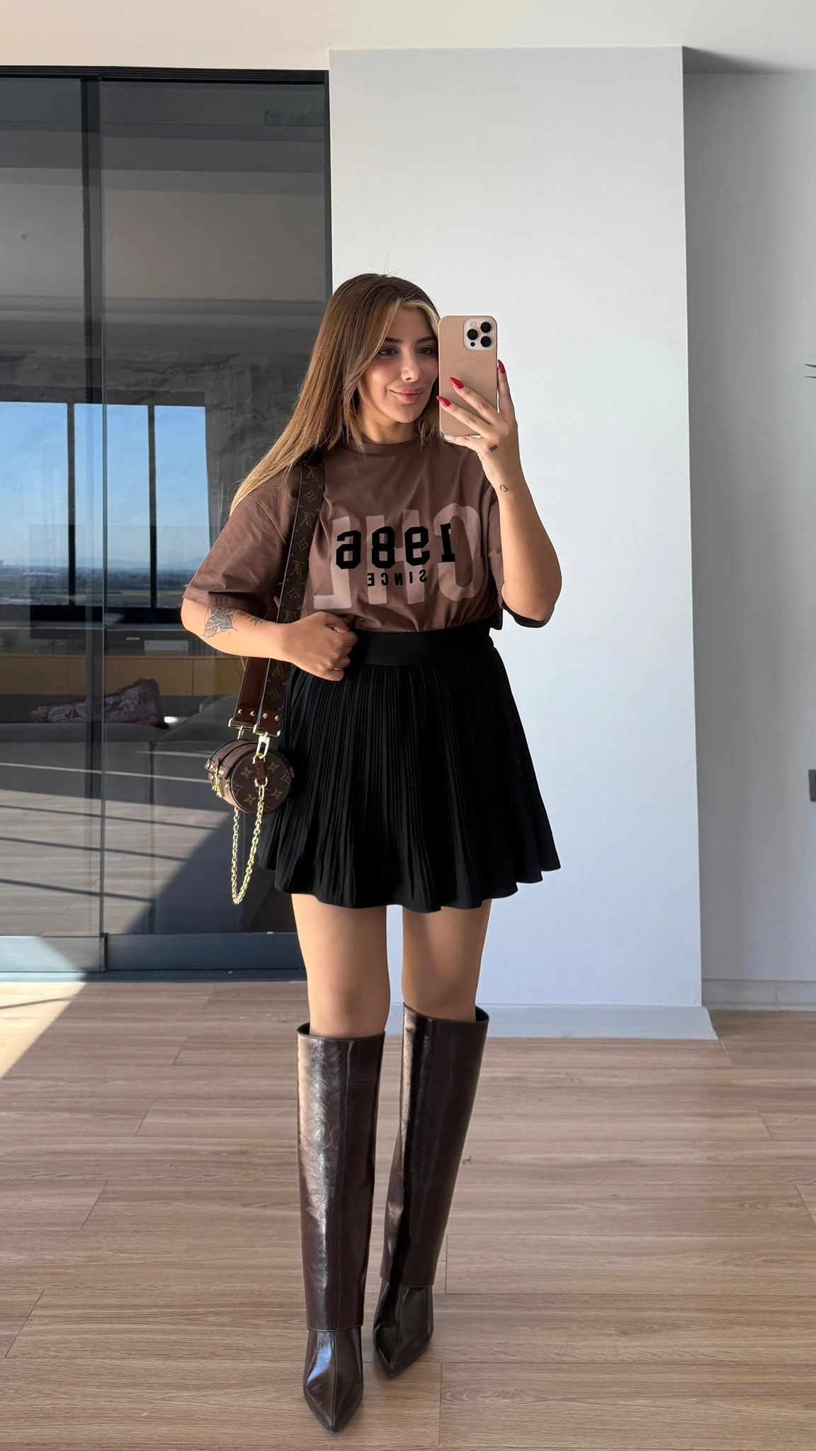 PİLELİ ŞORT ETEK - SİYAH