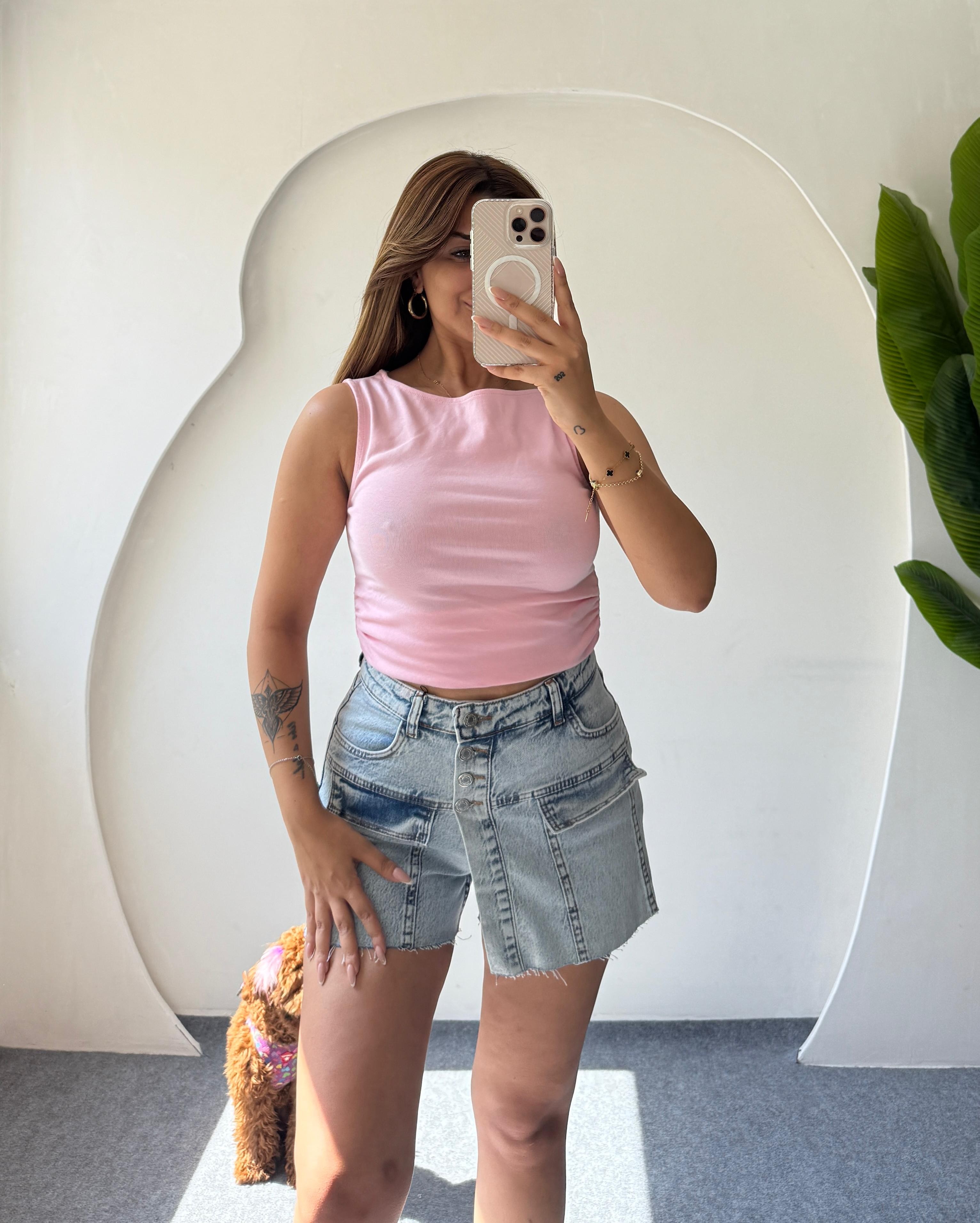 DİLVİN BÜZGÜLÜ ATLET - PEMBE