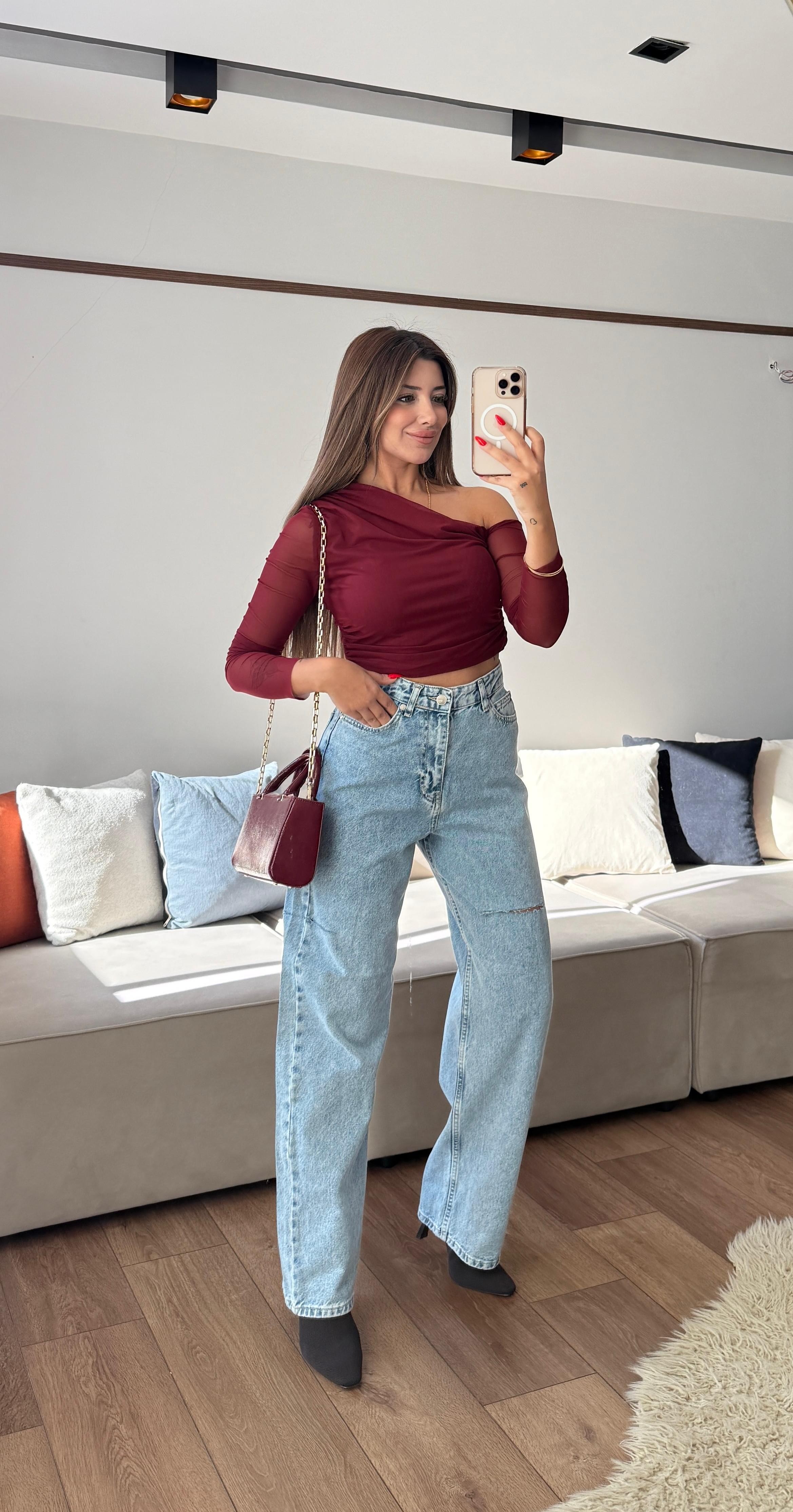 KUMMY YIRTIK DETAYLI DENİM JEAN
