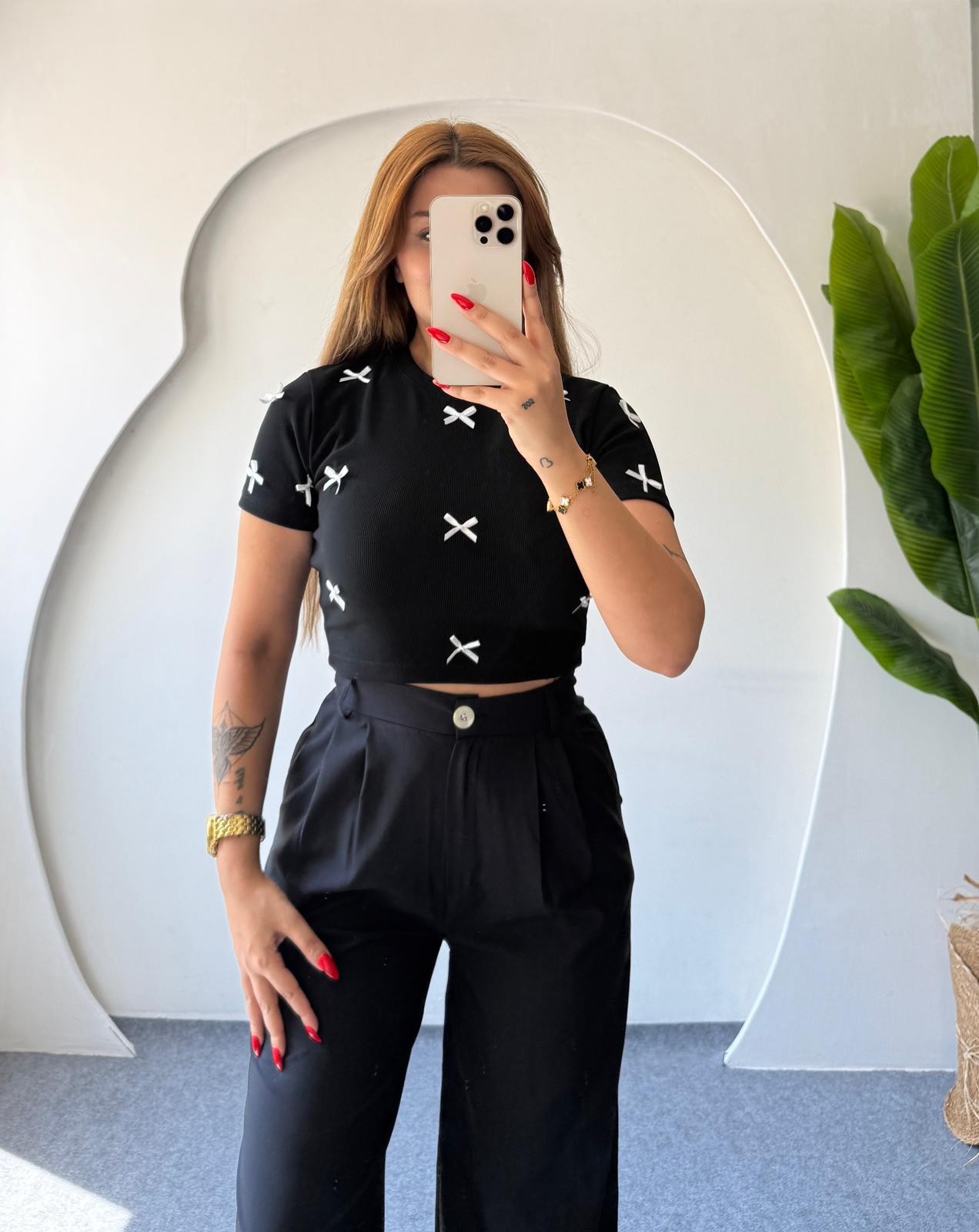 TENS KURDELE DETAYLI BLUZ - SİYAH