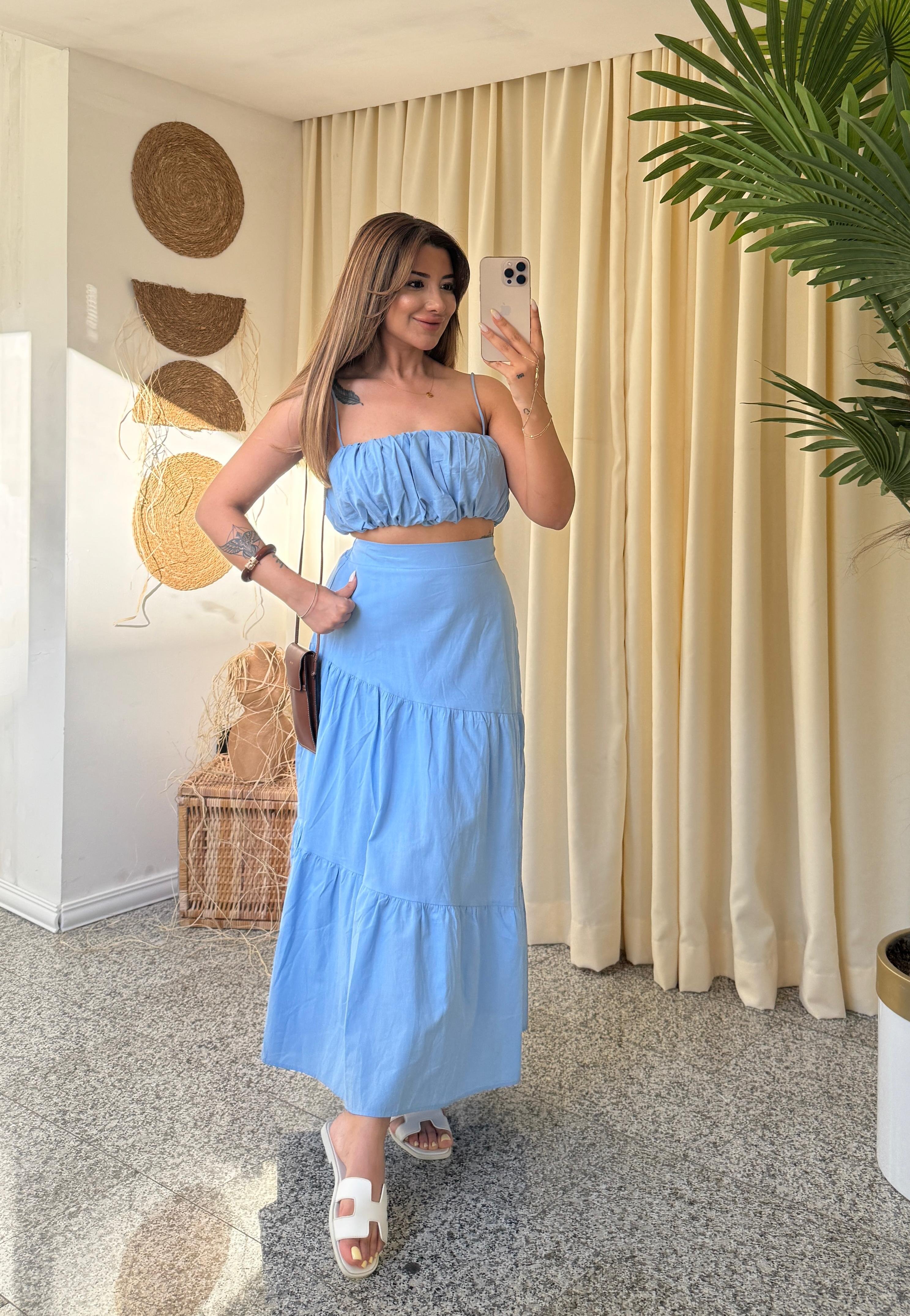 MİSTY ETEK CROP TAKIM - BEBE MAVİ