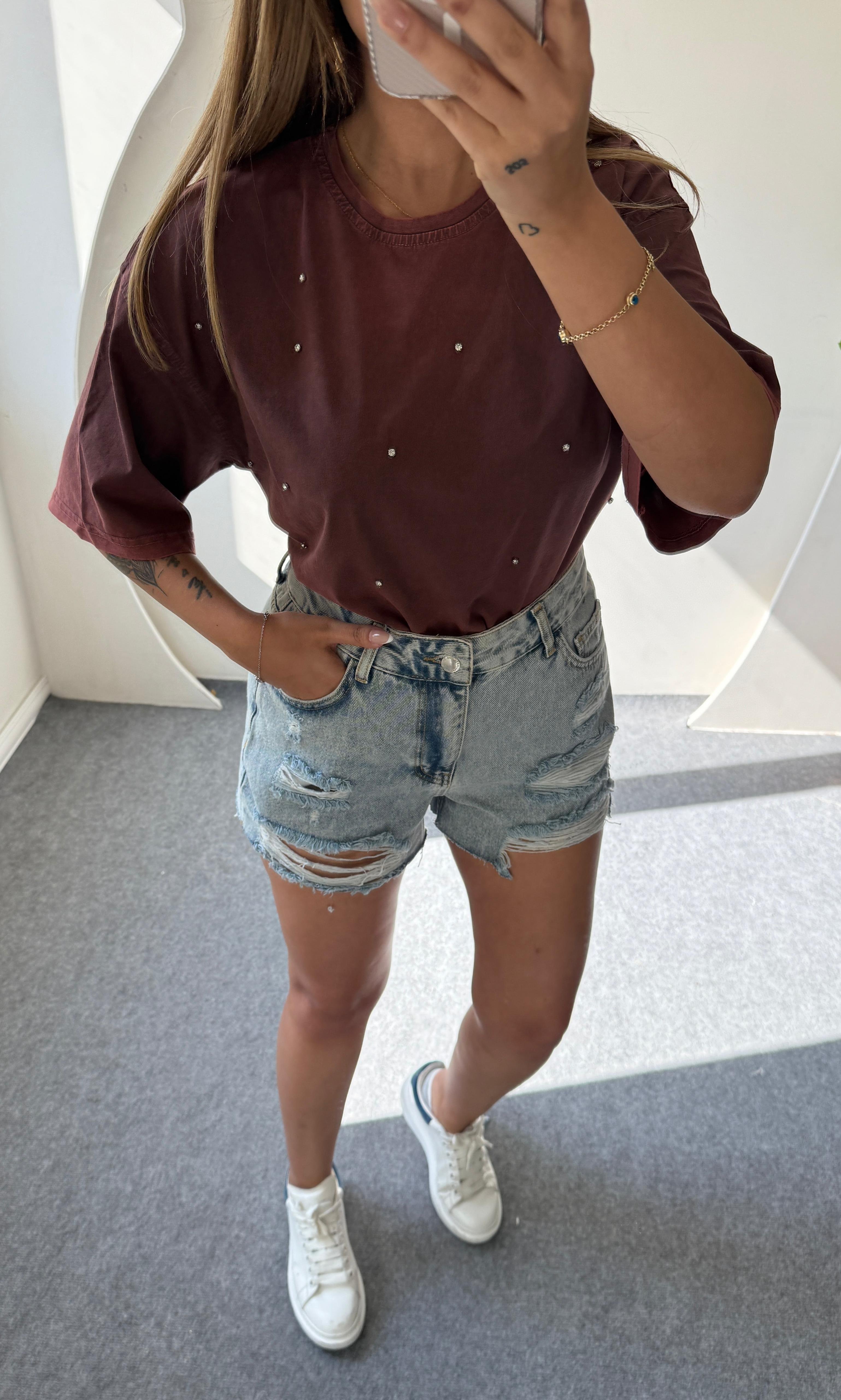 LOOS TAŞLI CROP T-SHIRT