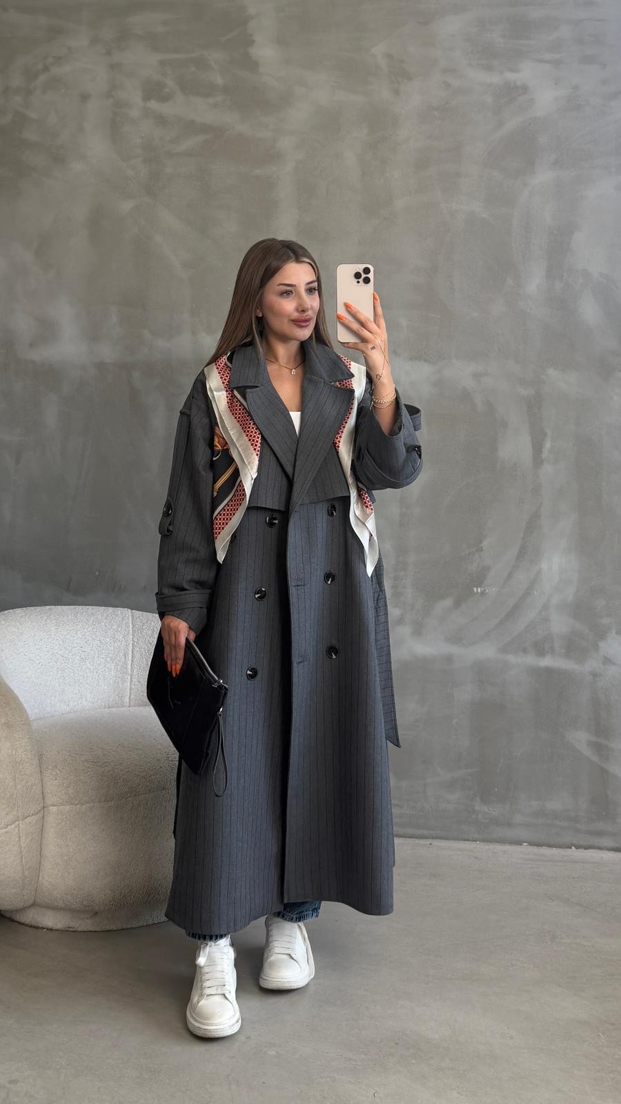CARLA ÇİZGİ DETAY TRENÇ 