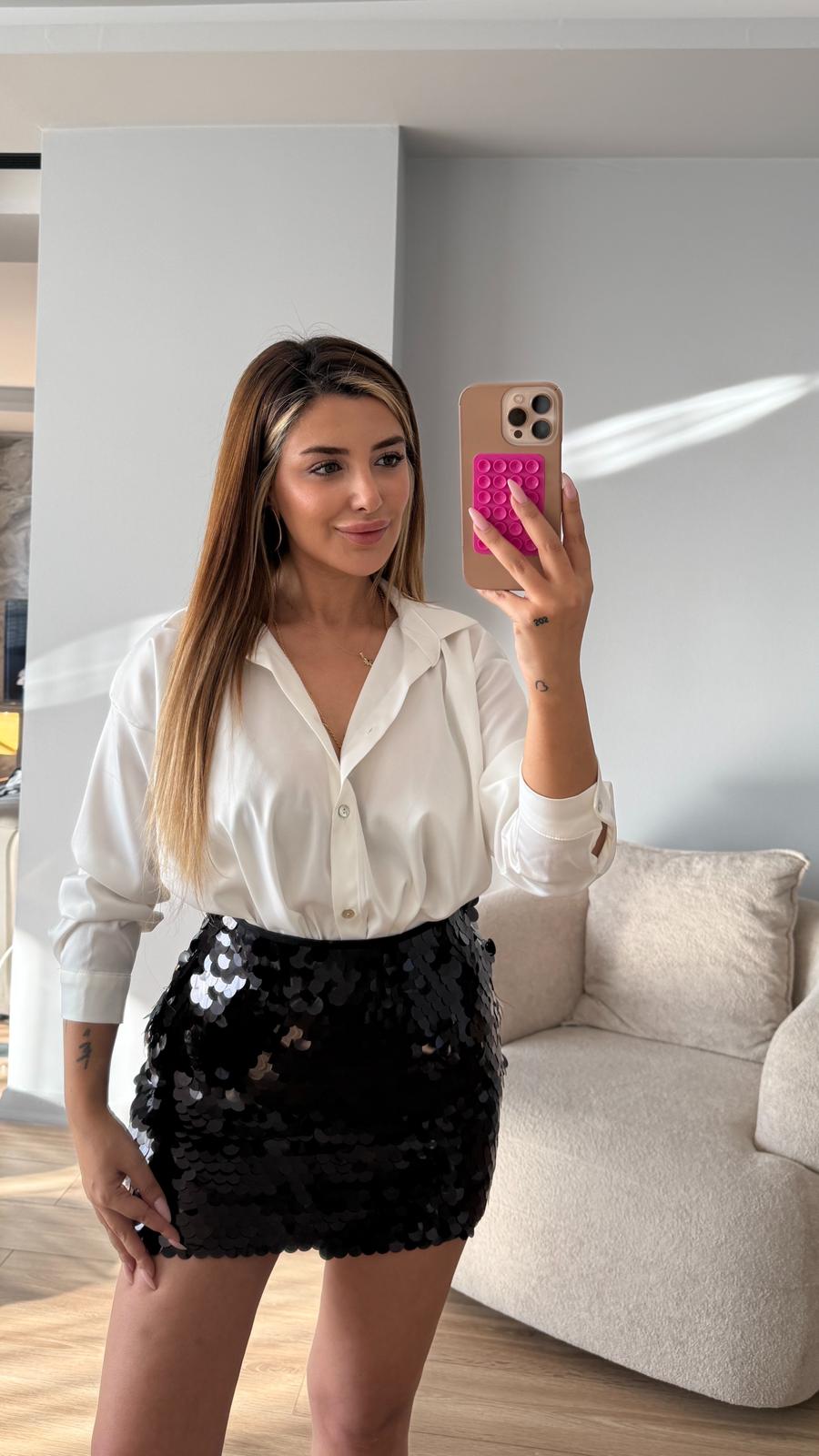 DİAMON PAYET ETEK - SİYAH