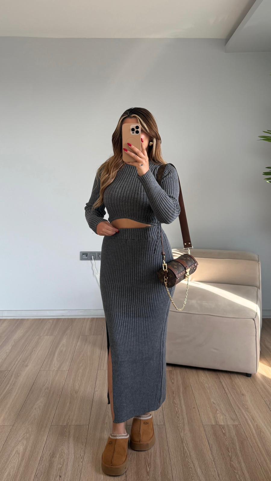 COACH TRİKO ETEK TAKIM - GRİ