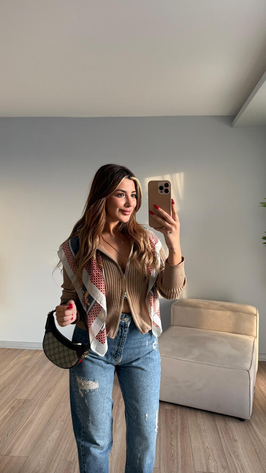 FLARS FERMUARLI TRİKO BLUZ