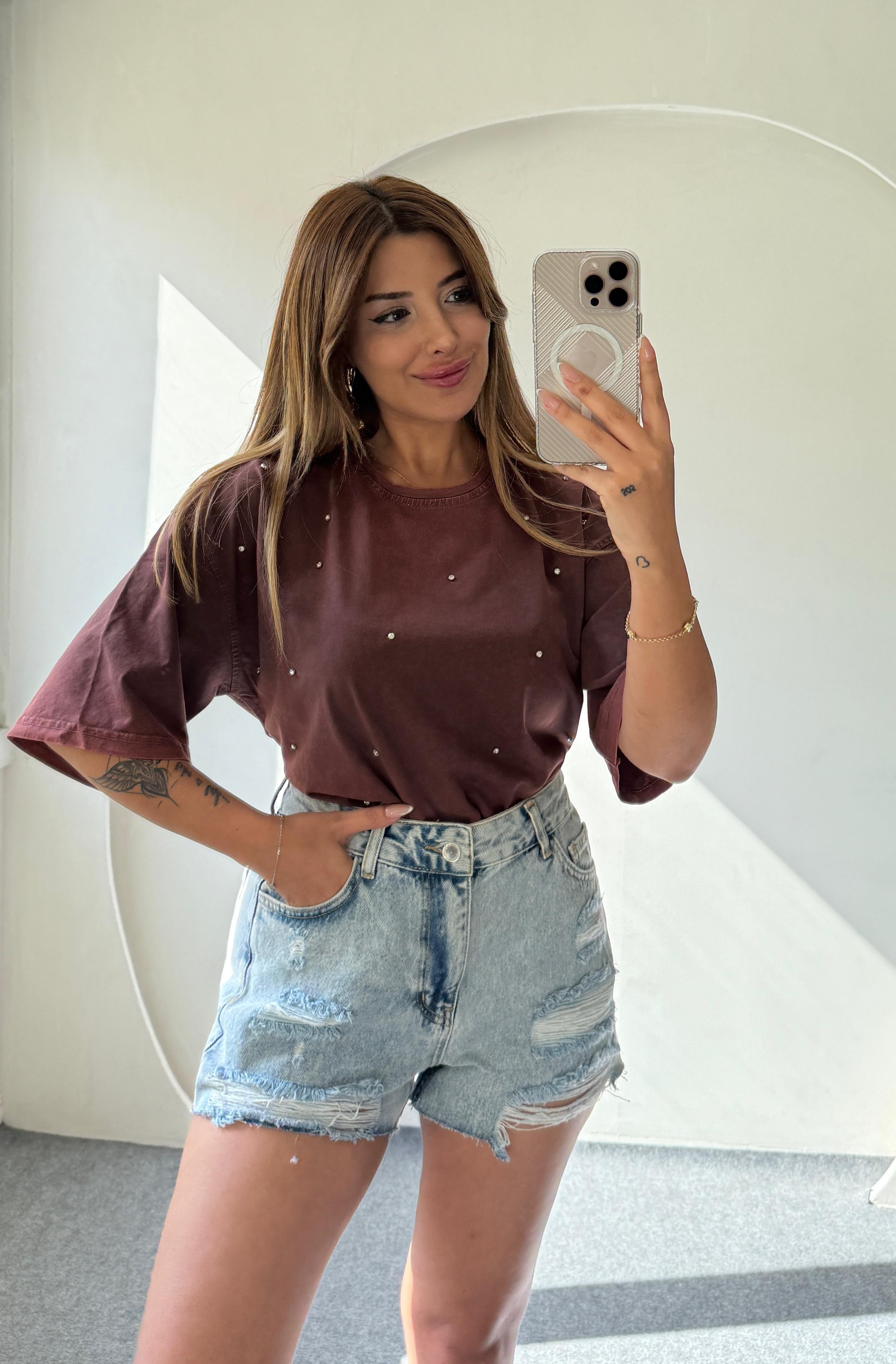 LOOS TAŞLI CROP T-SHIRT