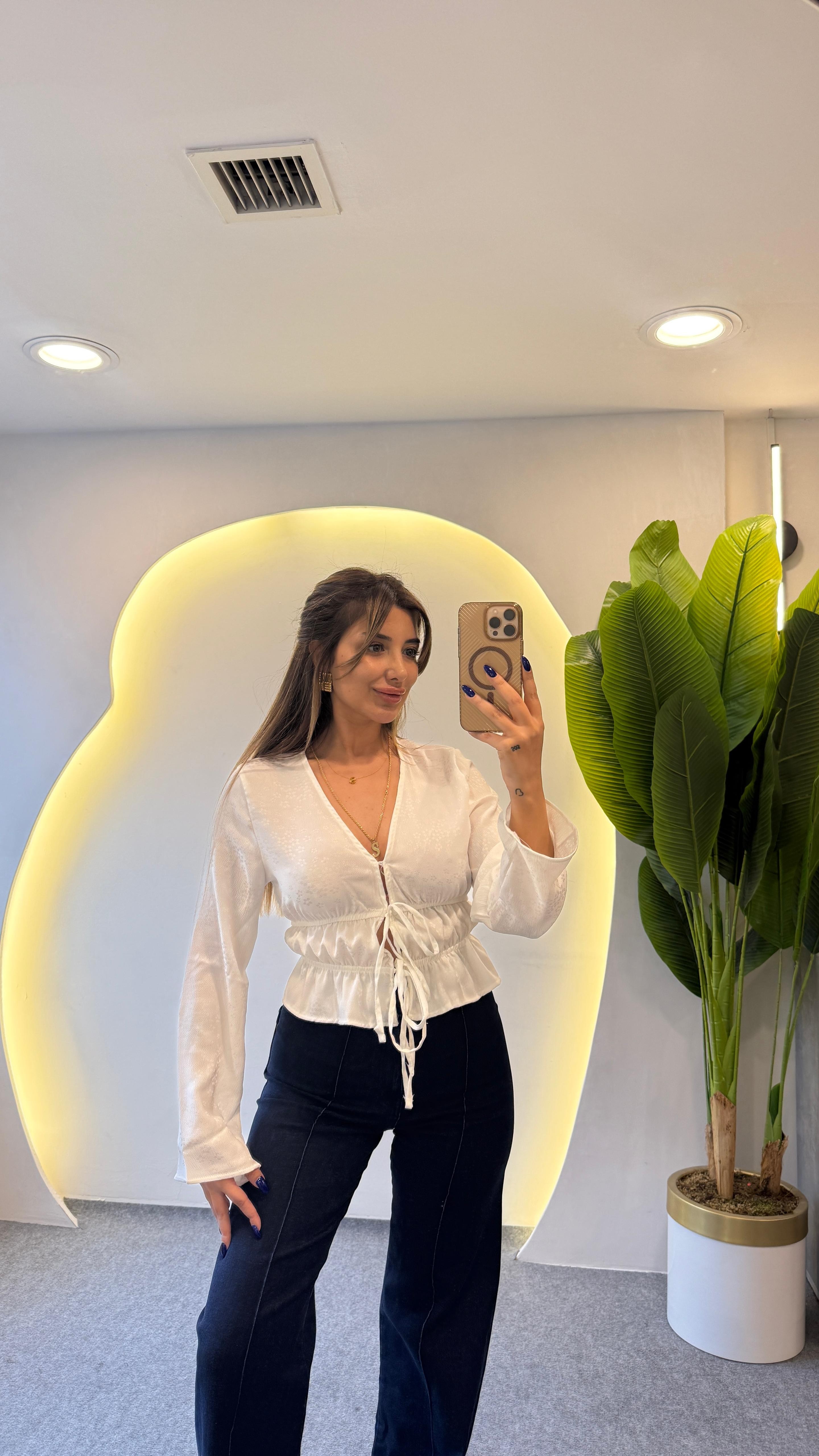 CALM BAĞCIKLI BLUZ - BEYAZ