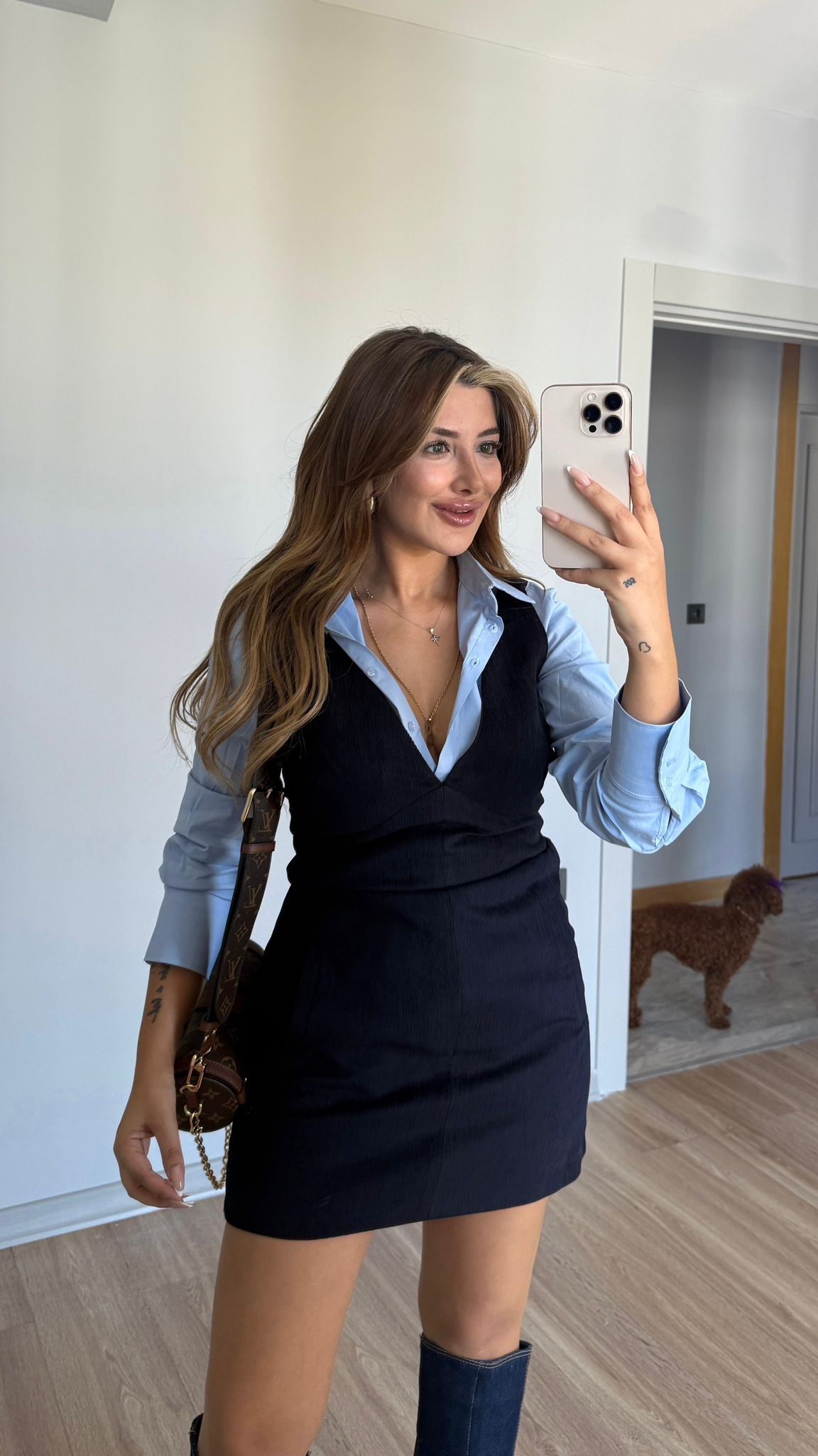 ELYSİON CEPLİ KADİFE ELBİSE
