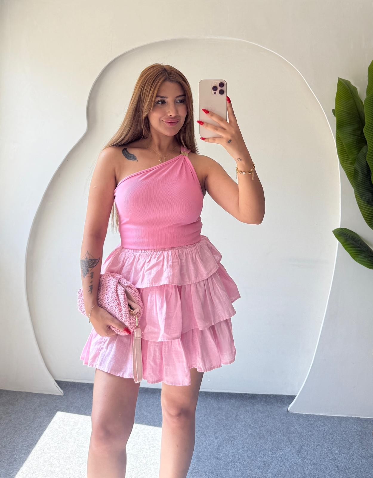 MORİ KATLI ETEK - PEMBE