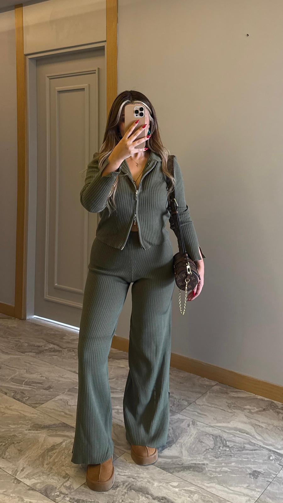 NİLOR FERMUARLI TRİKO TAKIM - HAKİ