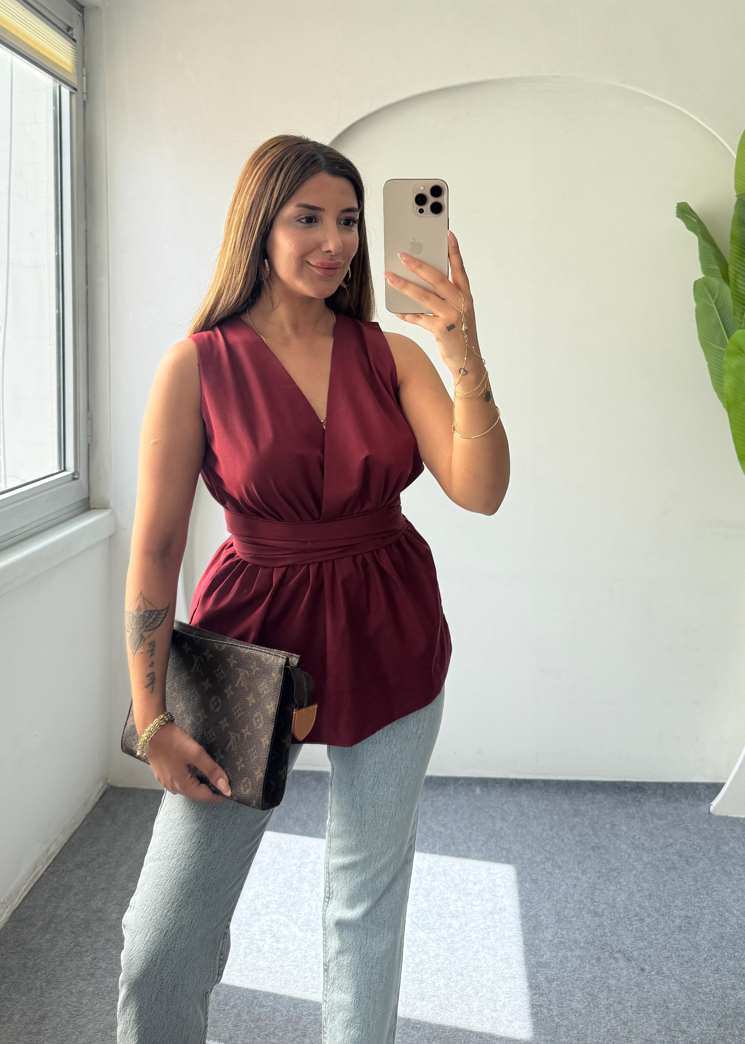 MİXO BAĞLAMALI GÖMLEK - BORDO